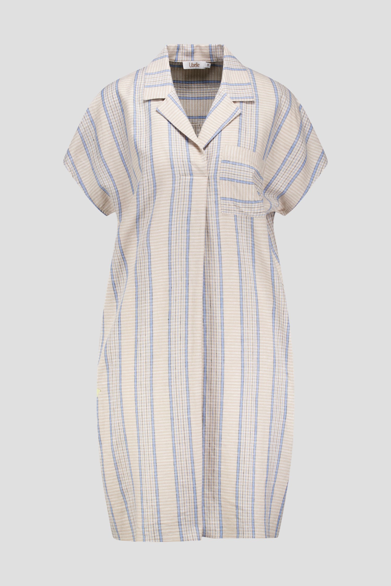 Robe à carreaux beige avec col en V de Libelle pour Femmes
