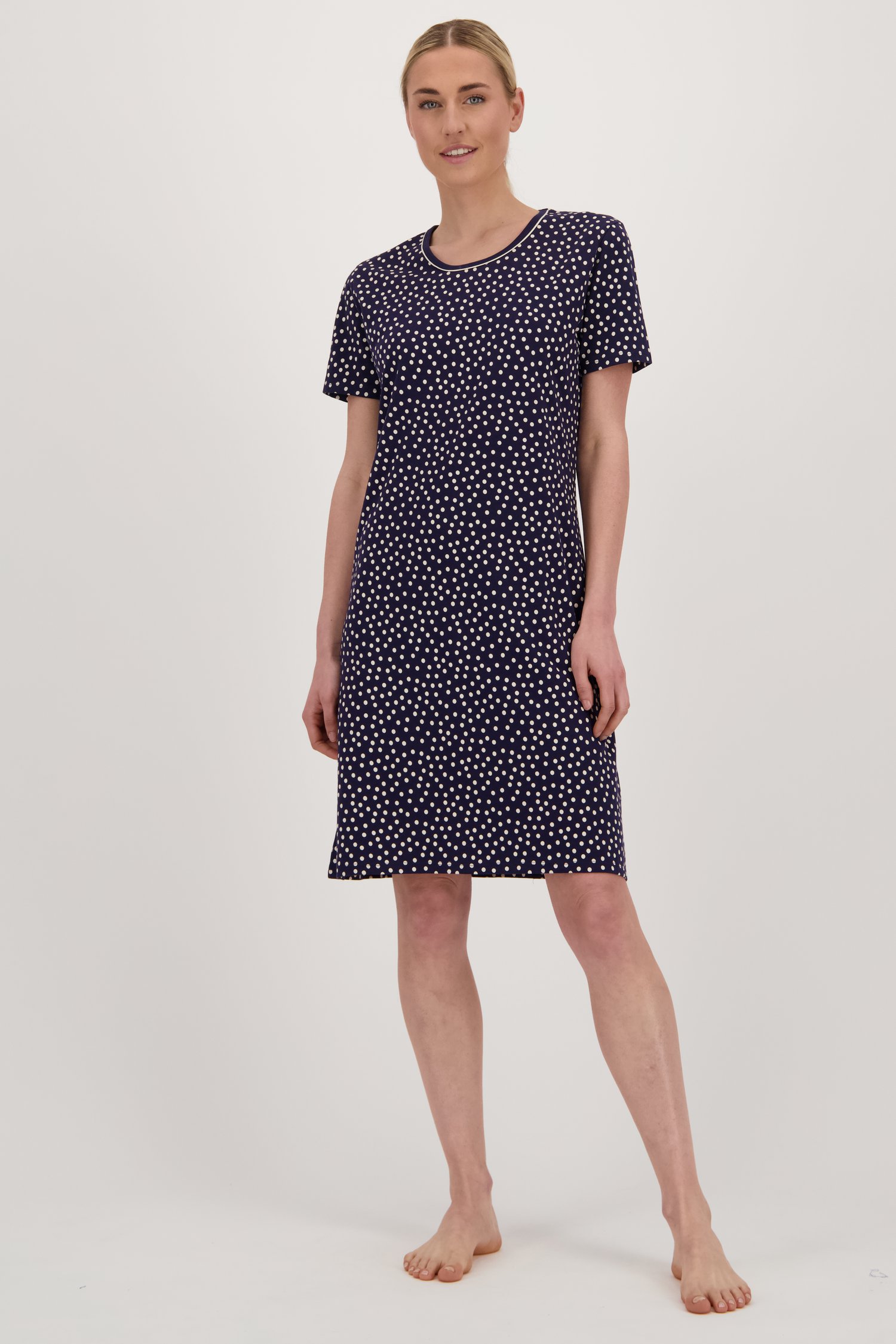 Robe de nuit bleu marine avec motif à pois de Götzburg pour Femmes