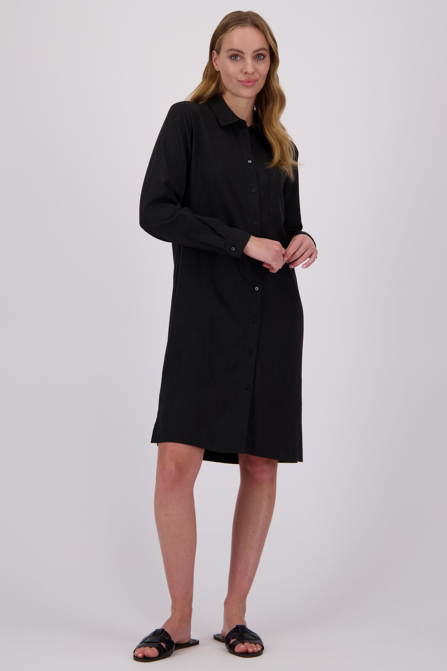 Robe en lin noir de Liberty Island pour Femmes