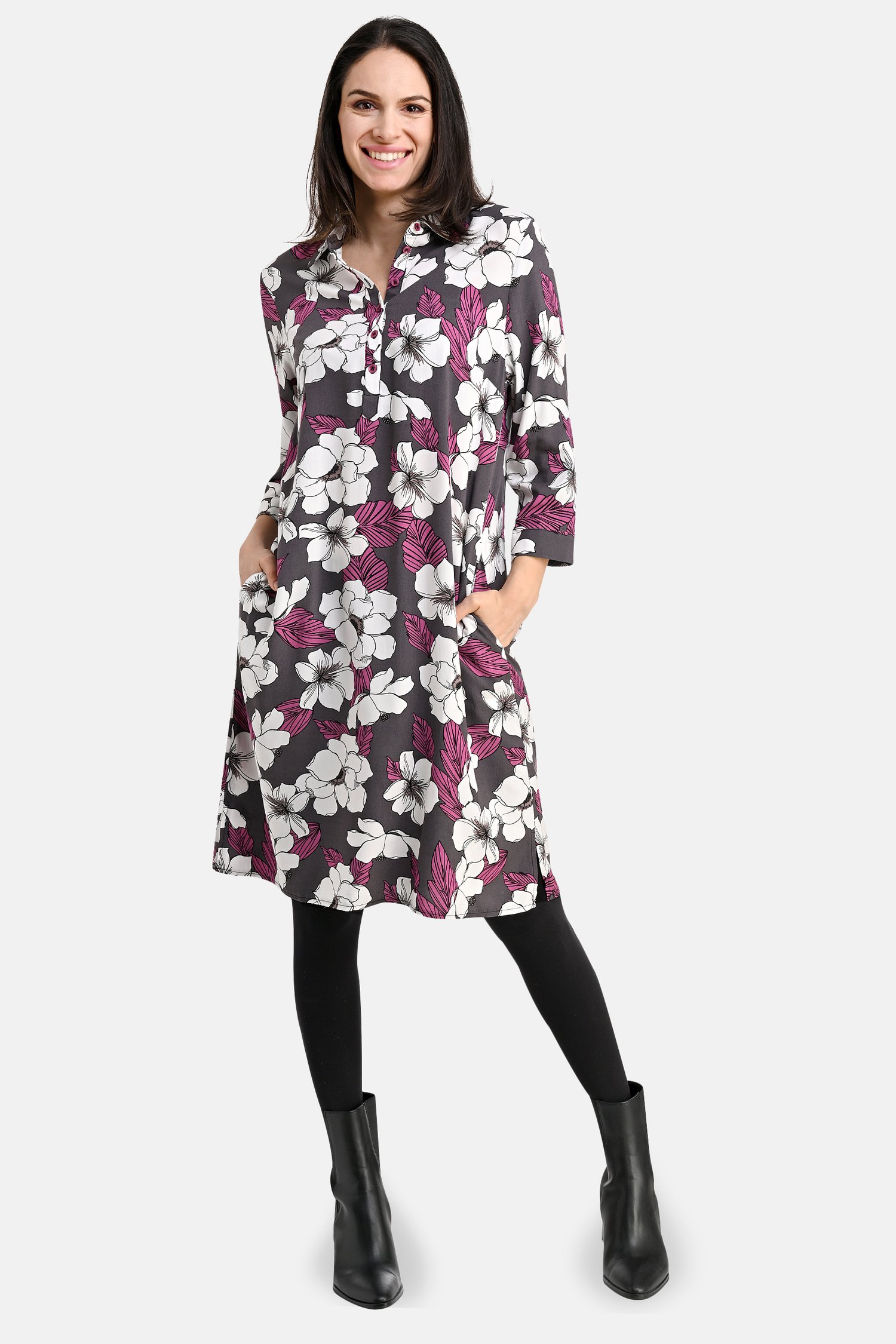 Robe gris foncé à imprimé floral de Bicalla pour Femmes
