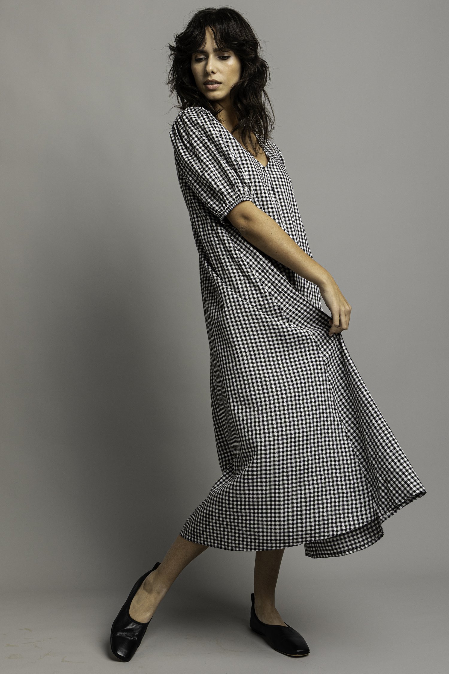 Photo supplémentaire 5 de Robe longue à motif à carreaux noir et blanc de JDY pour Femmes