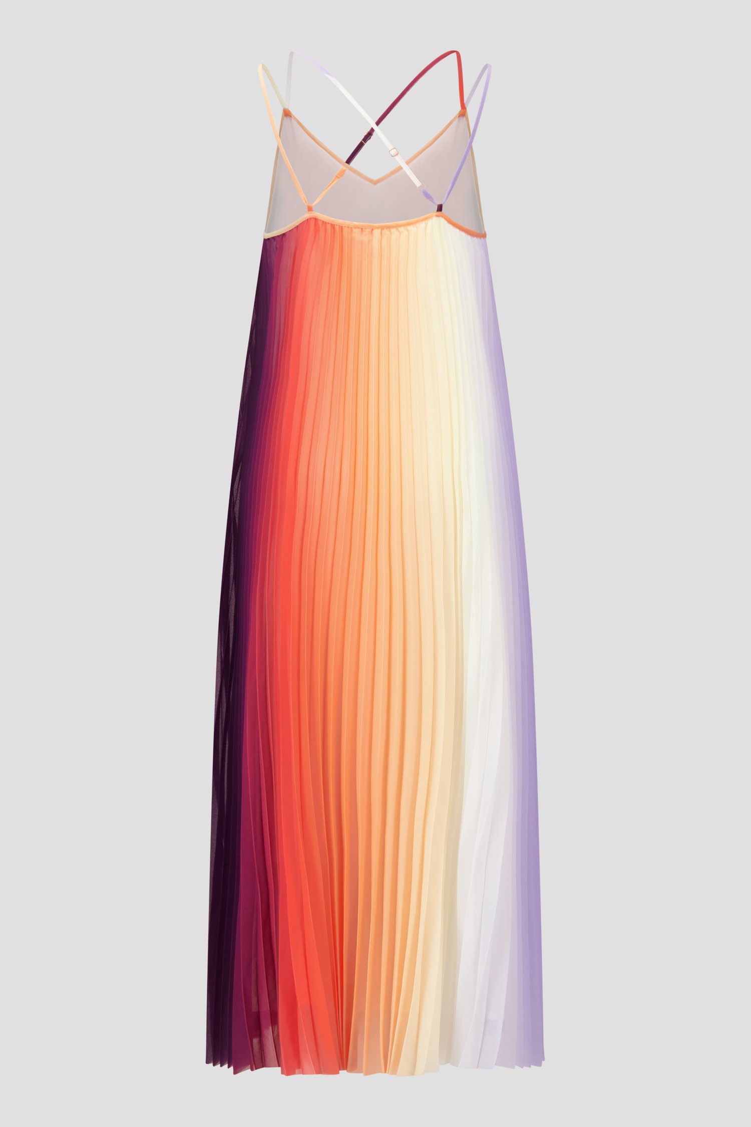 Robe longue plissée sans manches corail de Louise pour Femmes
