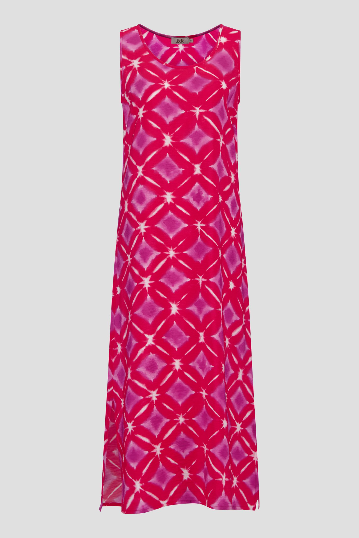 Robe longue rouge avec imprimé aquarelle violet de Libelle pour Femmes