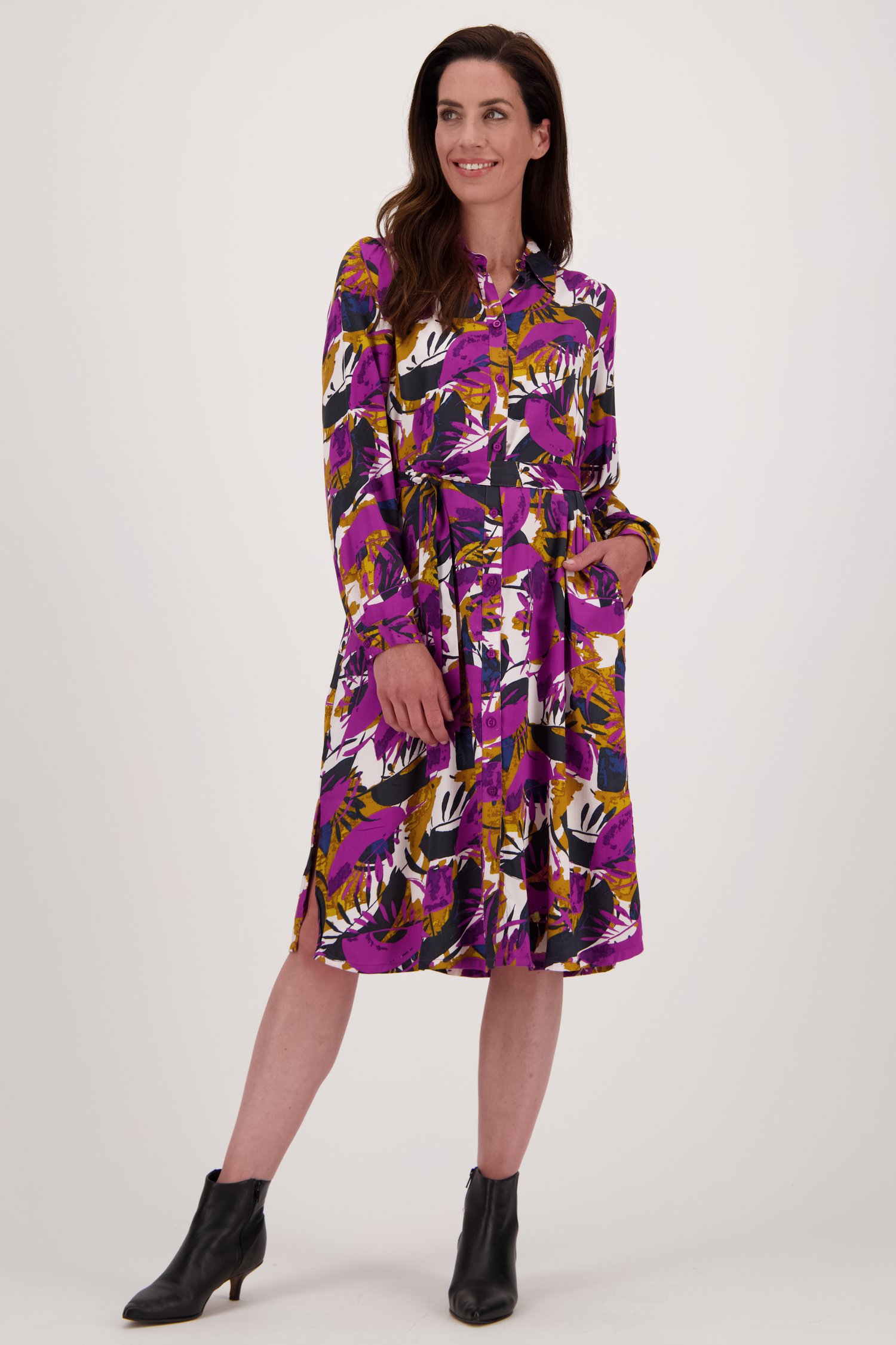 Robe mi-longue à l'aspect soie de Signature pour Femmes
