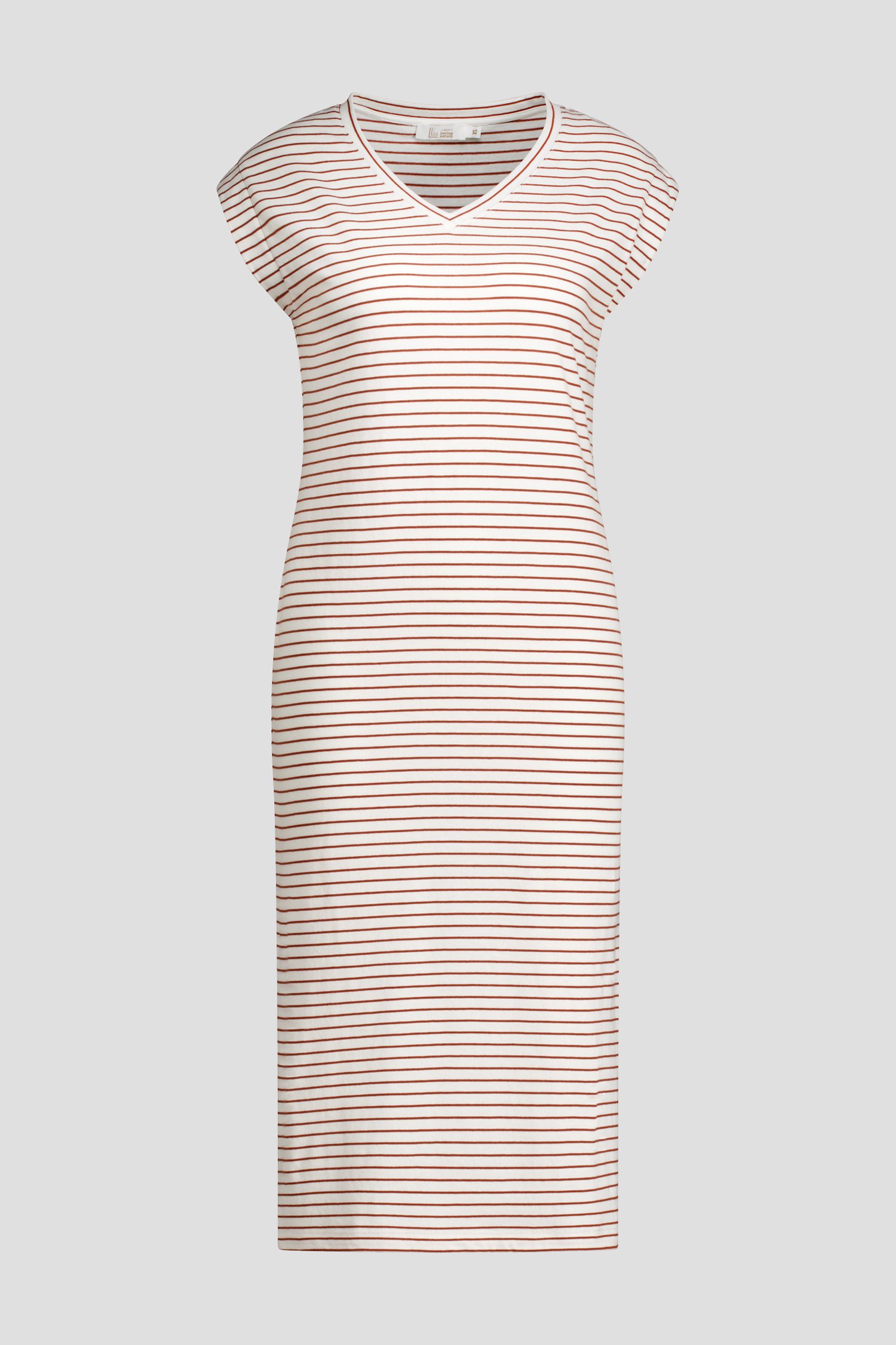 Photo produit 1 de Robe midi à rayures blanc-chocolat de Liberty Loving nature pour Femmes
