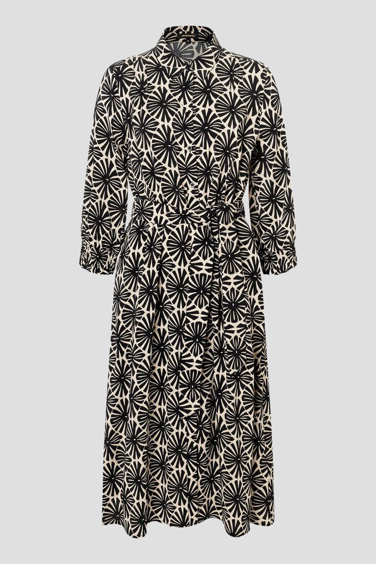 Robe midi beige avec imprimé floral noir de More & More pour Femmes