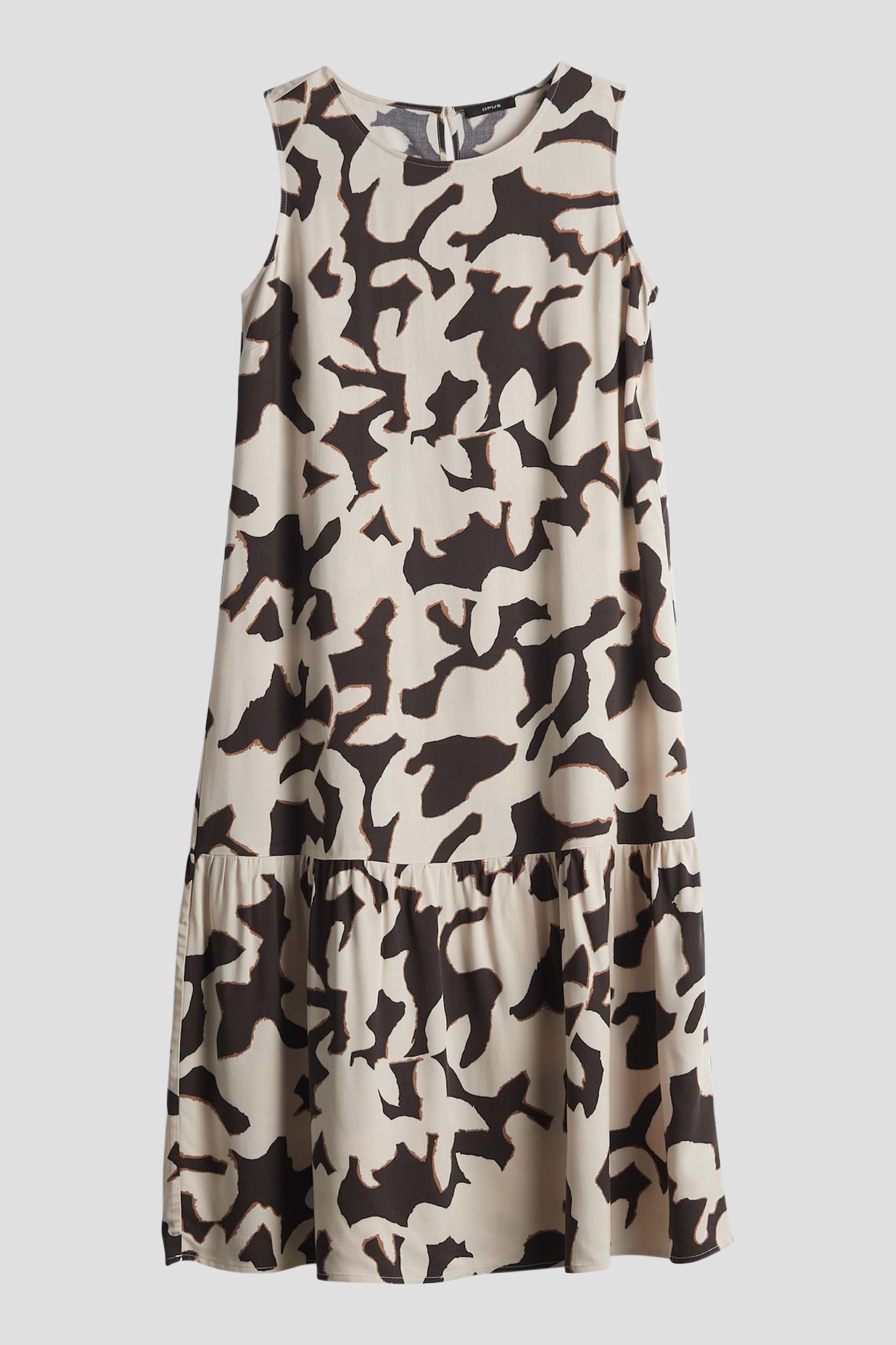 Robe midi beige clair avec imprimé brun de Opus pour Femmes
