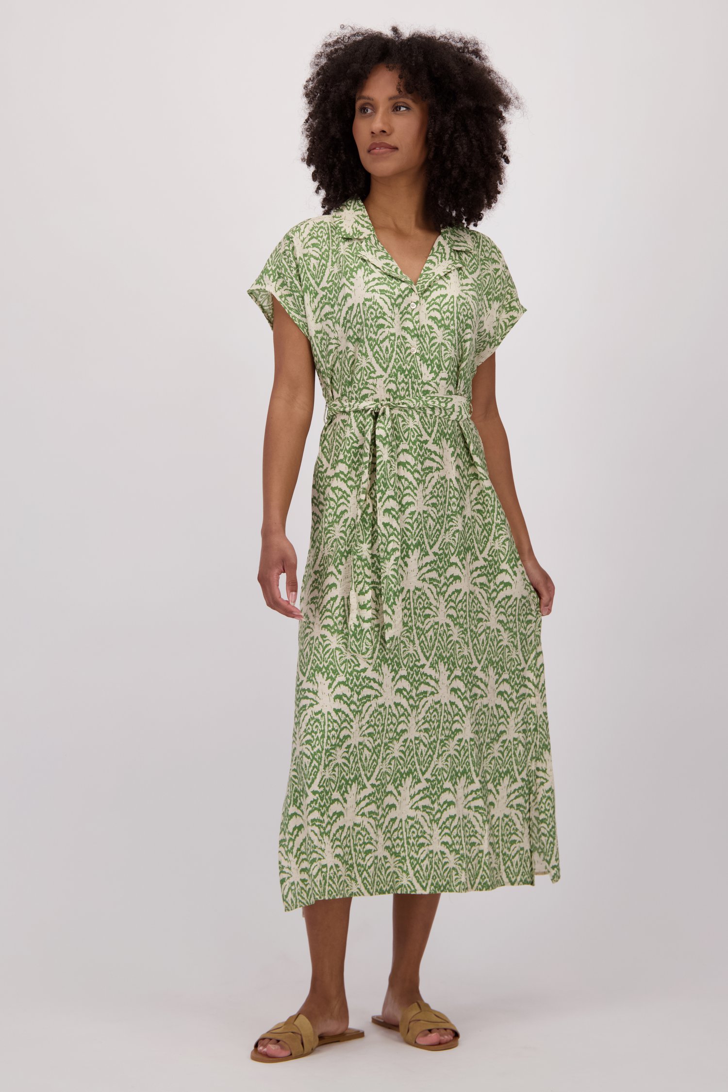 Robe midi beige clair avec imprimé vert de JDY pour Femmes