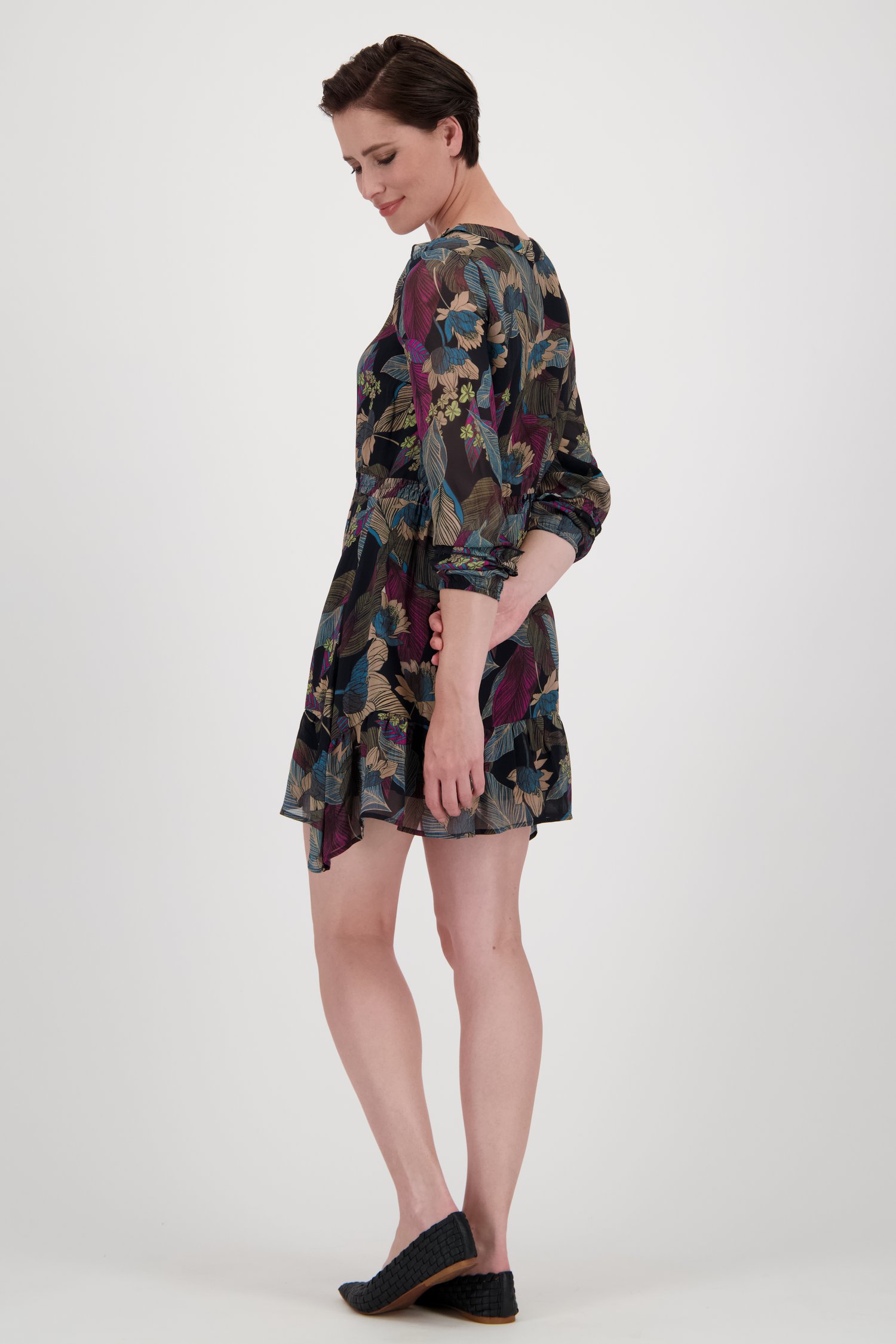 Robe noire avec imprimé feuillage de More & More pour Femmes