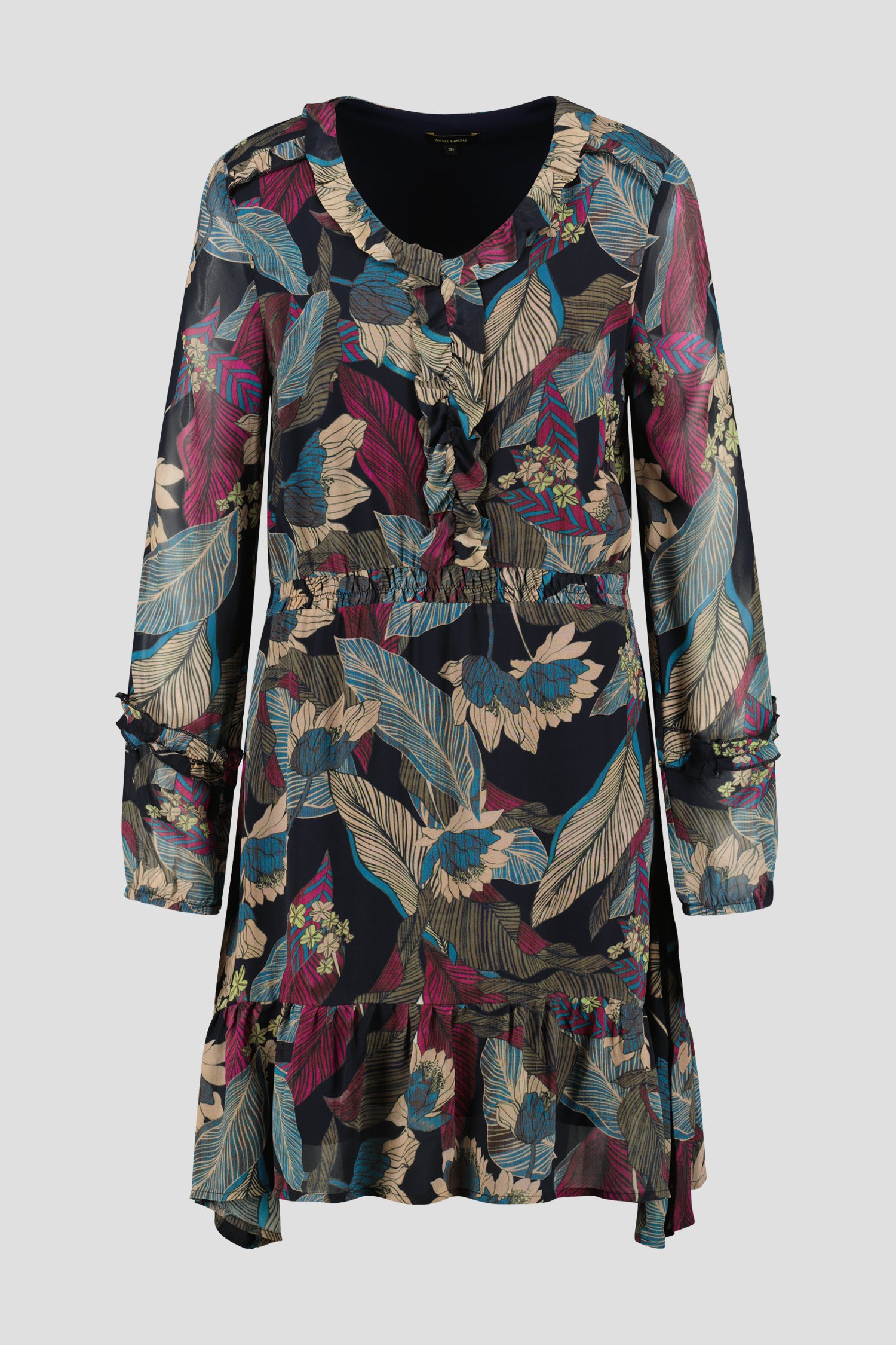 Robe noire avec imprimé feuillage de More & More pour Femmes