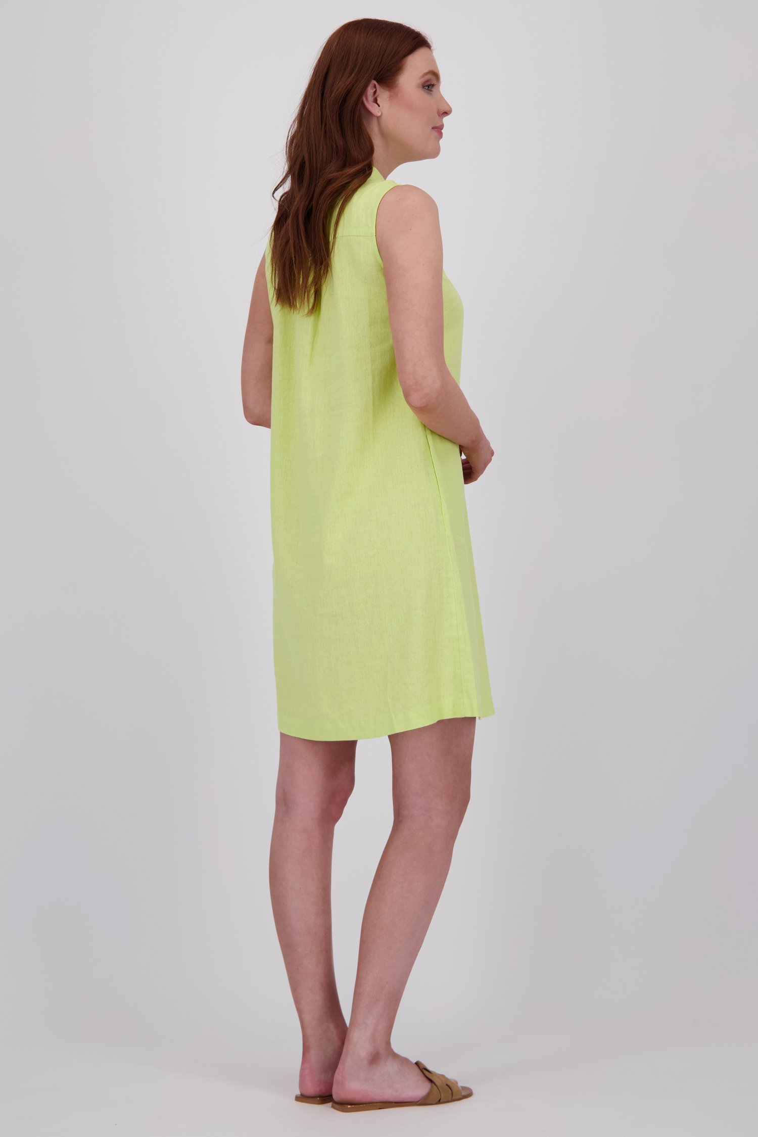 Robe sans manches vert clair à col chemise de Libelle pour Femmes