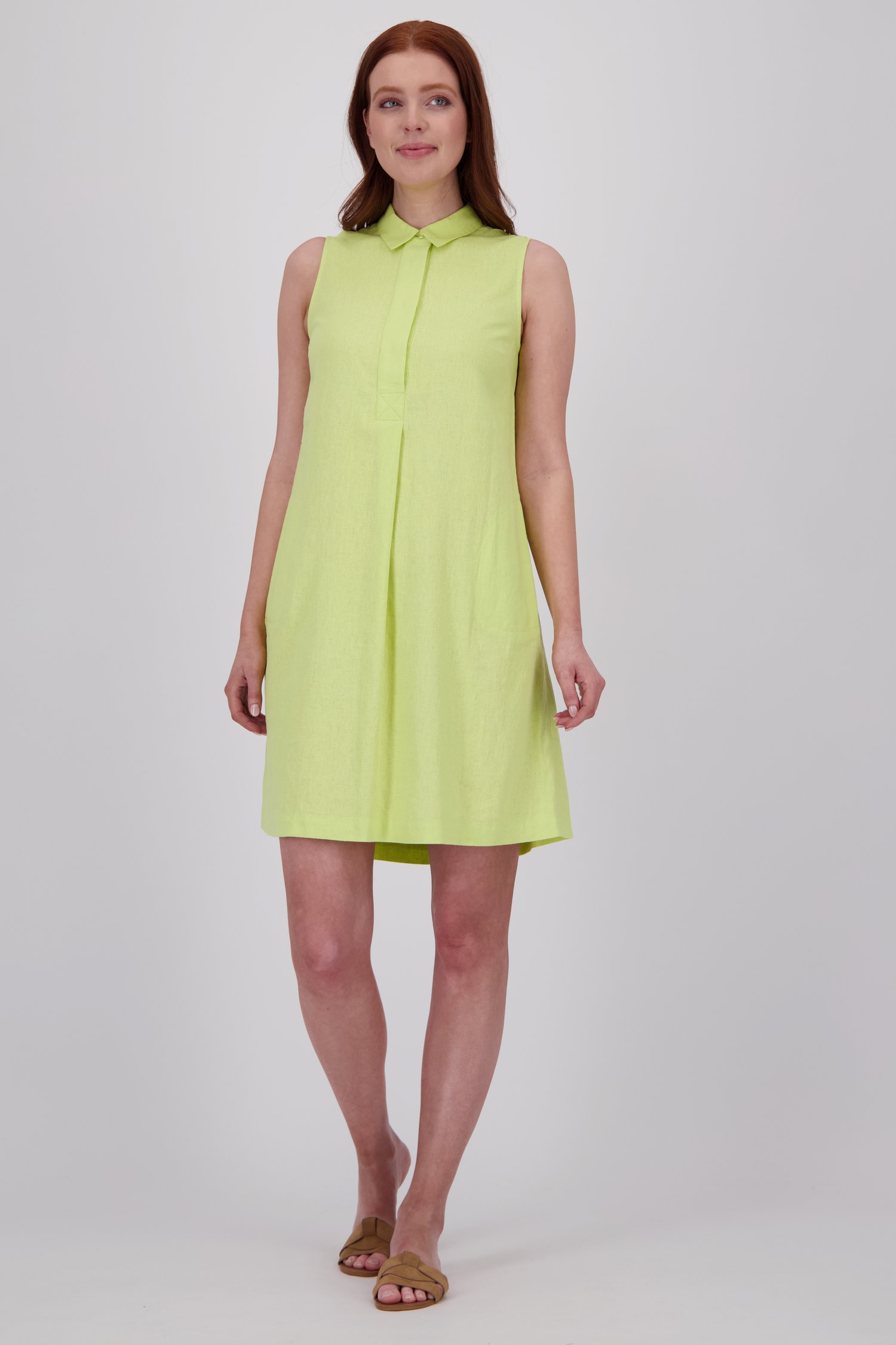 Robe sans manches vert clair à col chemise de Libelle pour Femmes