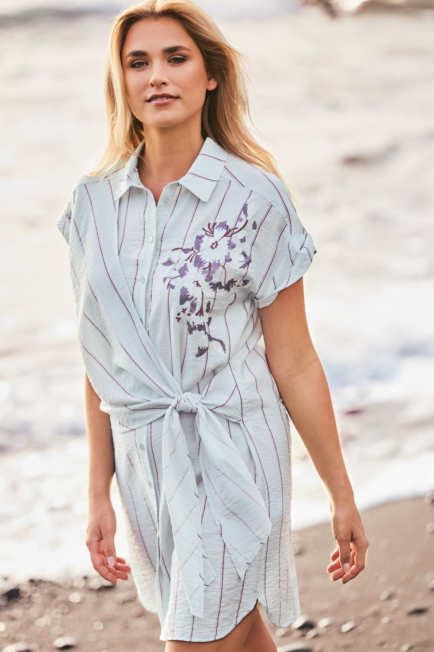 Robe turquoise pastel à motif rayé de Louise pour Femmes