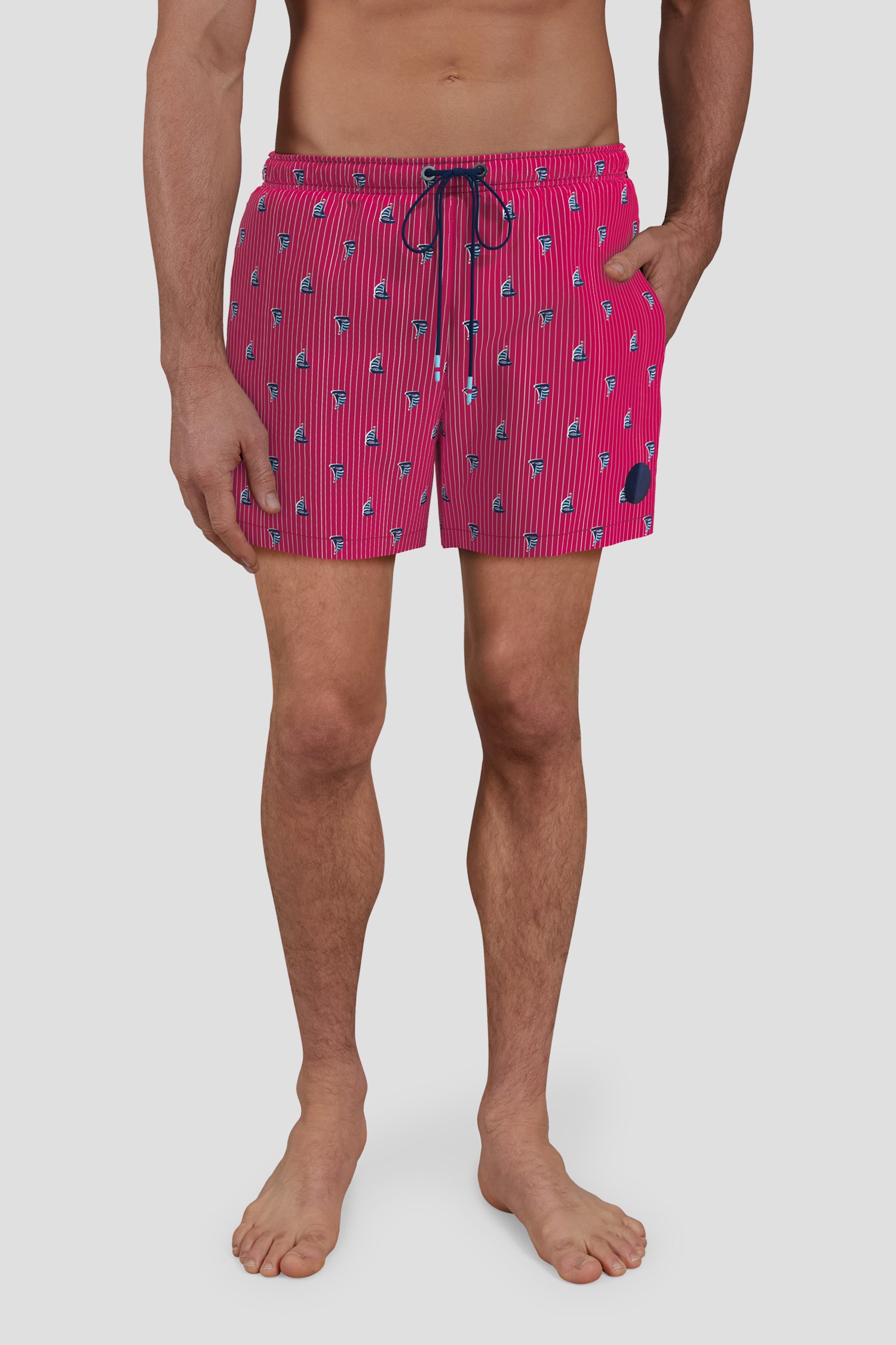 Productfoto 2 van Rode gestreepte zwemshort met print door Ceceba voor Heren