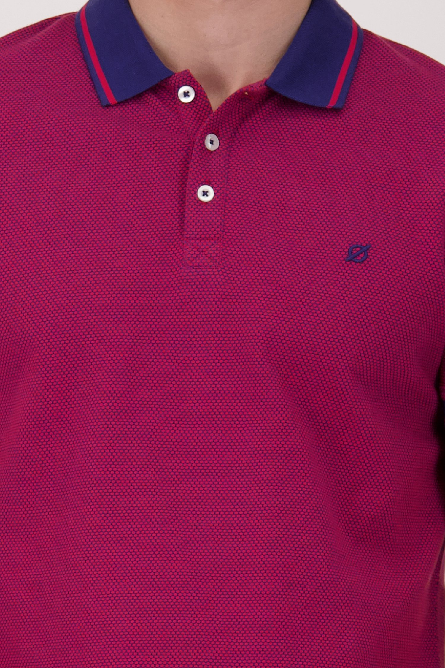 Rode polo met fijne blauwe print van Ravøtt voor Heren