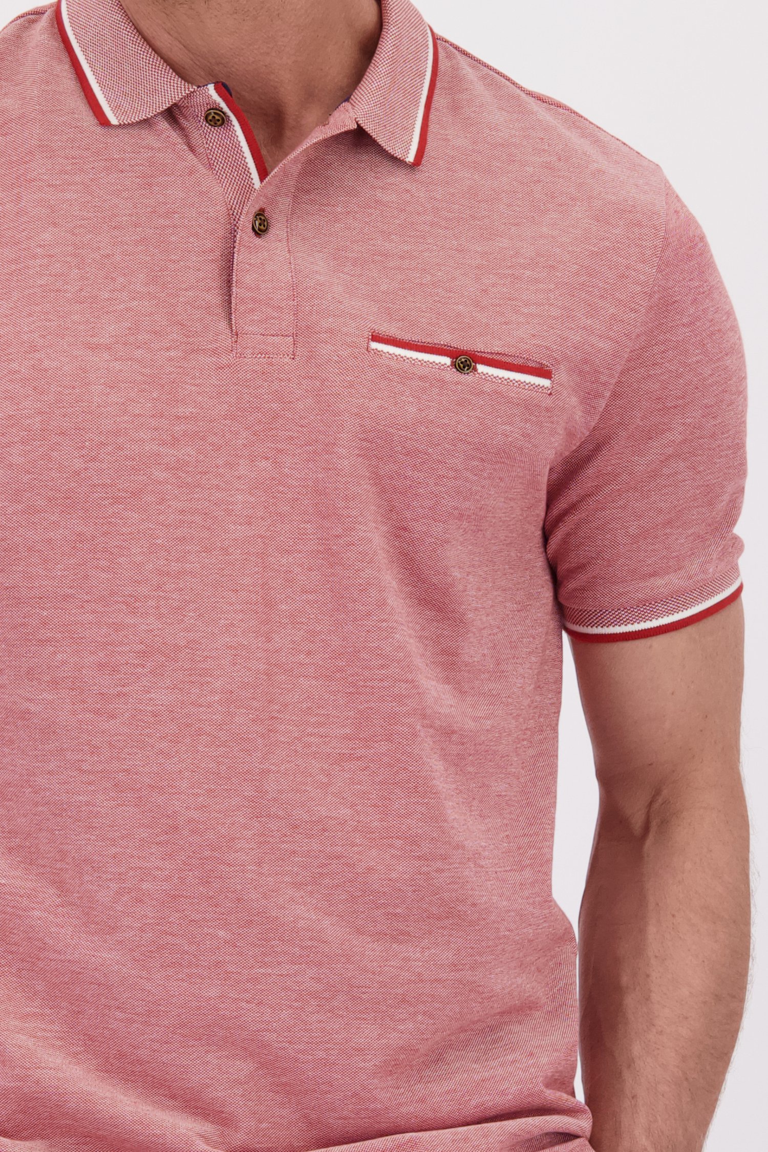 Detail van Rode polo met korte mouwen door Dansaert Blue voor Heren
