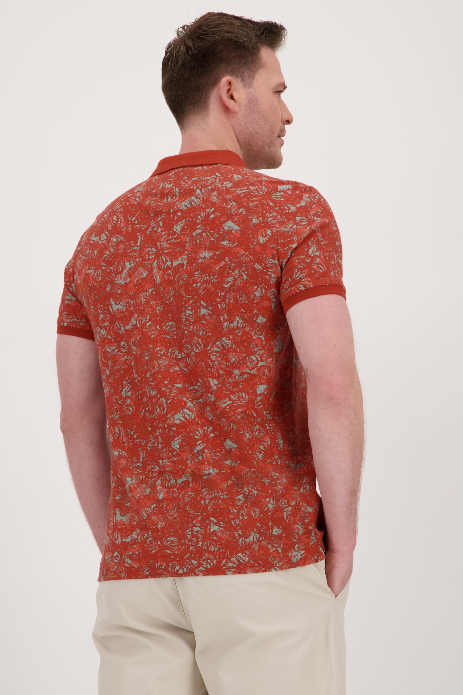 Rode polo met print van BlueFields voor Heren