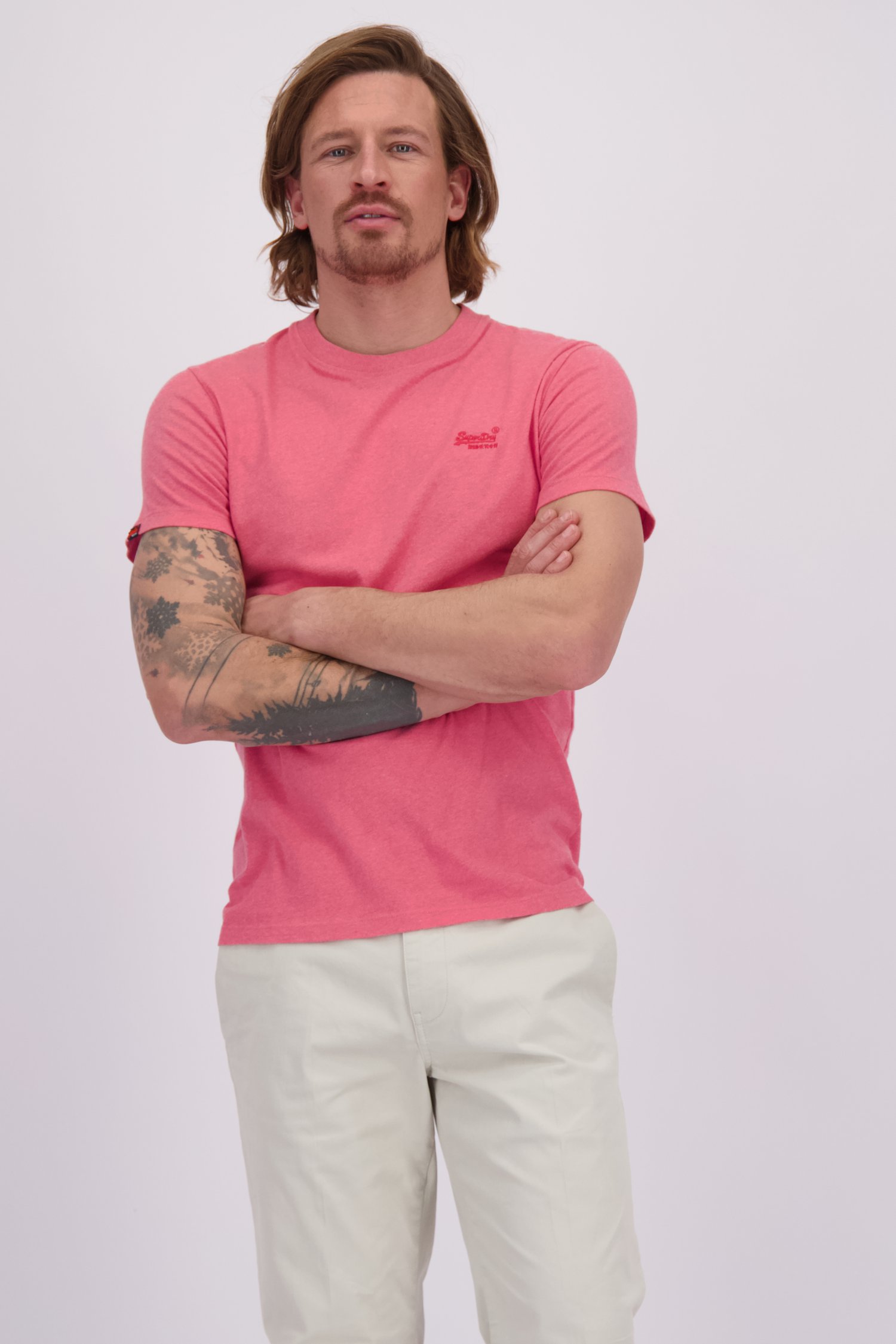 Voorkant van Rood katoenen T-shirt door Superdry voor Heren