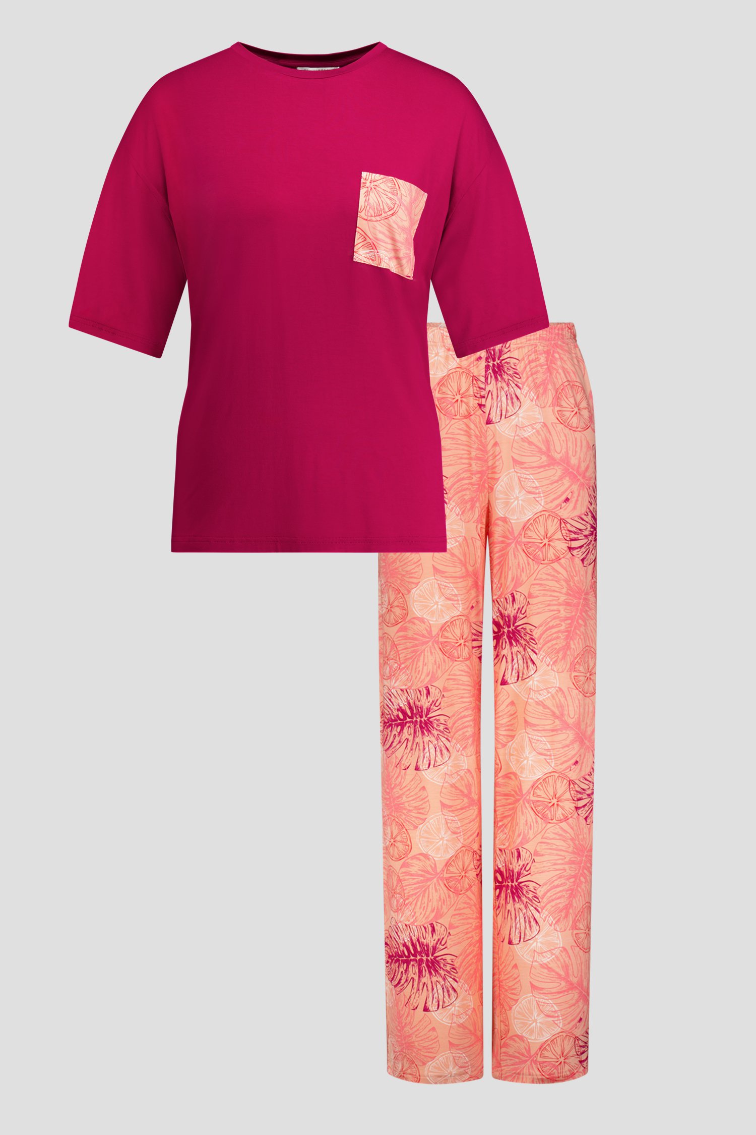 Productfoto 1 van Rood-roze pyjamaset met balderprint door Liberty Island voor Dames
