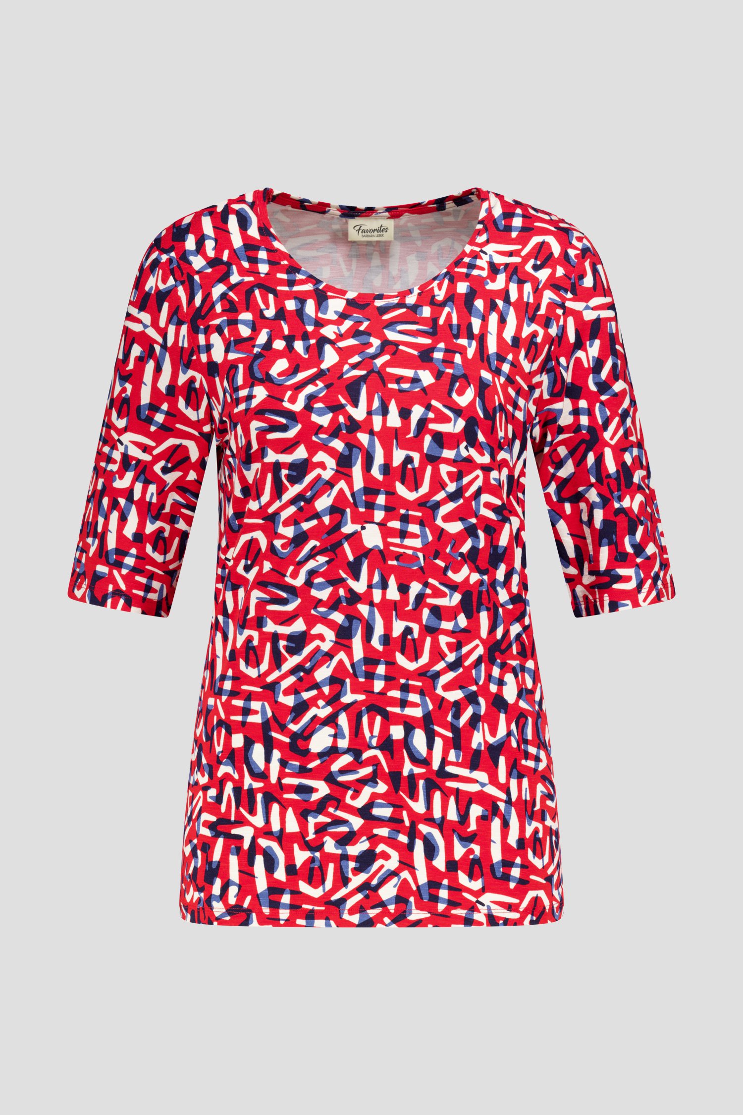Rood T-shirt met blauwe print van Barbara Lebek voor Dames