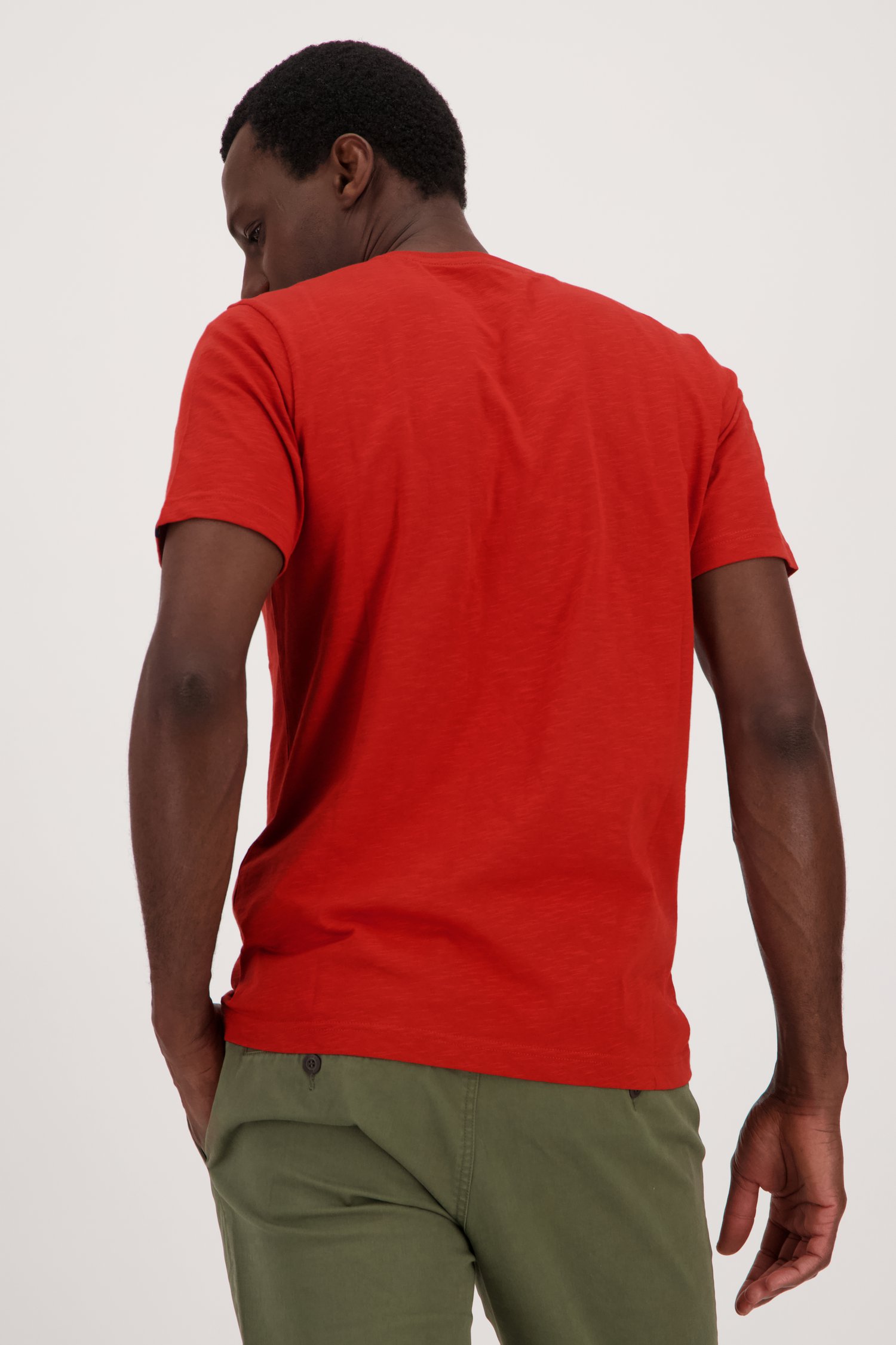 Rood T-shirt met ronde hals van Ravøtt voor Heren