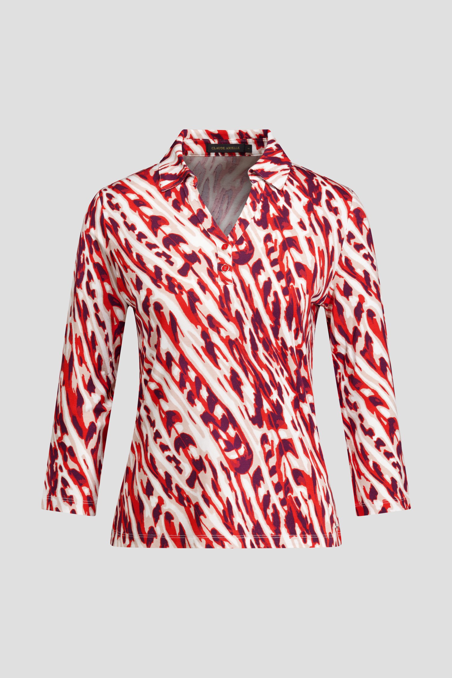 Productfoto 1 van Rood-witte polo met 3/4 mouwen door Claude Arielle voor Dames