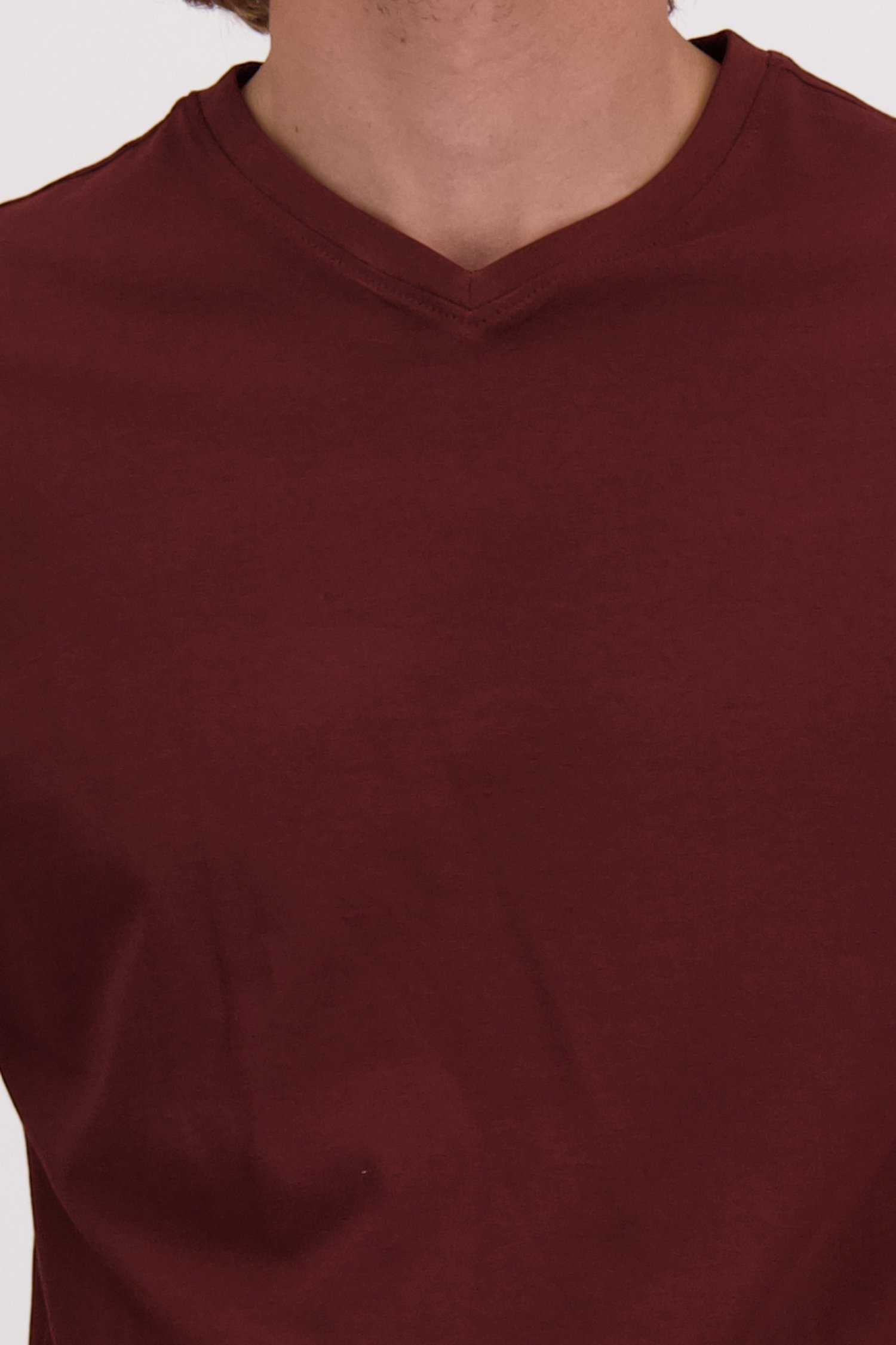 Detail van Roodbruin T-shirt met V-hals door Liberty Island voor Heren
