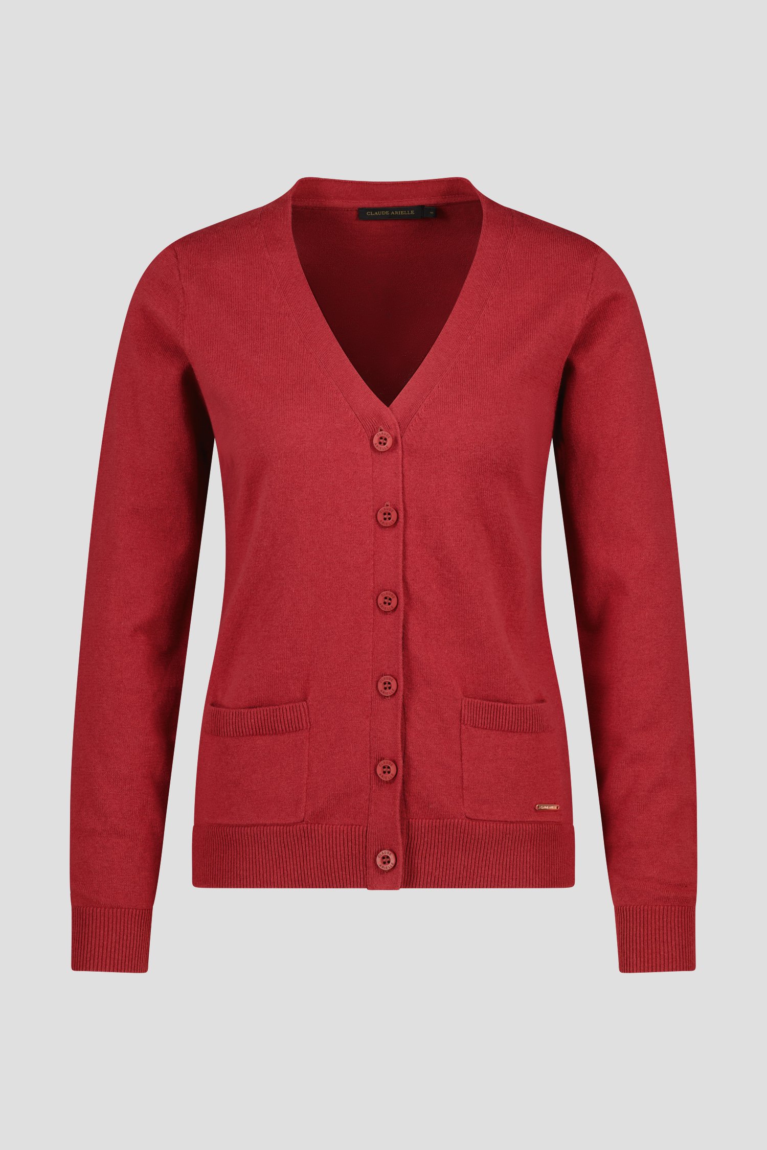 Roodbruine cardigan met ton-sur-ton knopen van Claude Arielle voor Dames