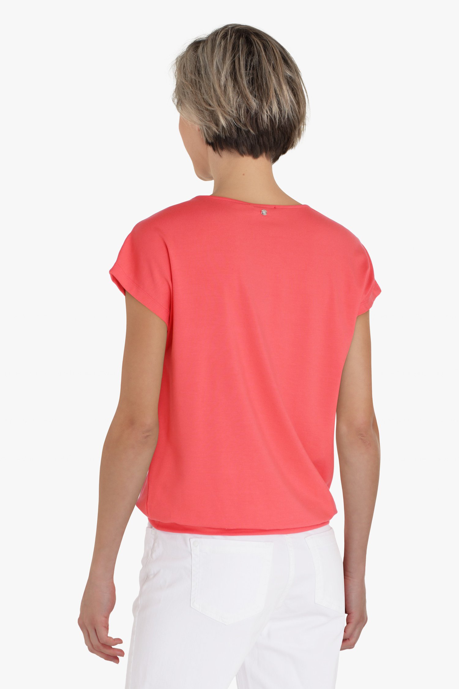 Roodroze T-shirt met detailhals  van Claude Arielle voor Dames