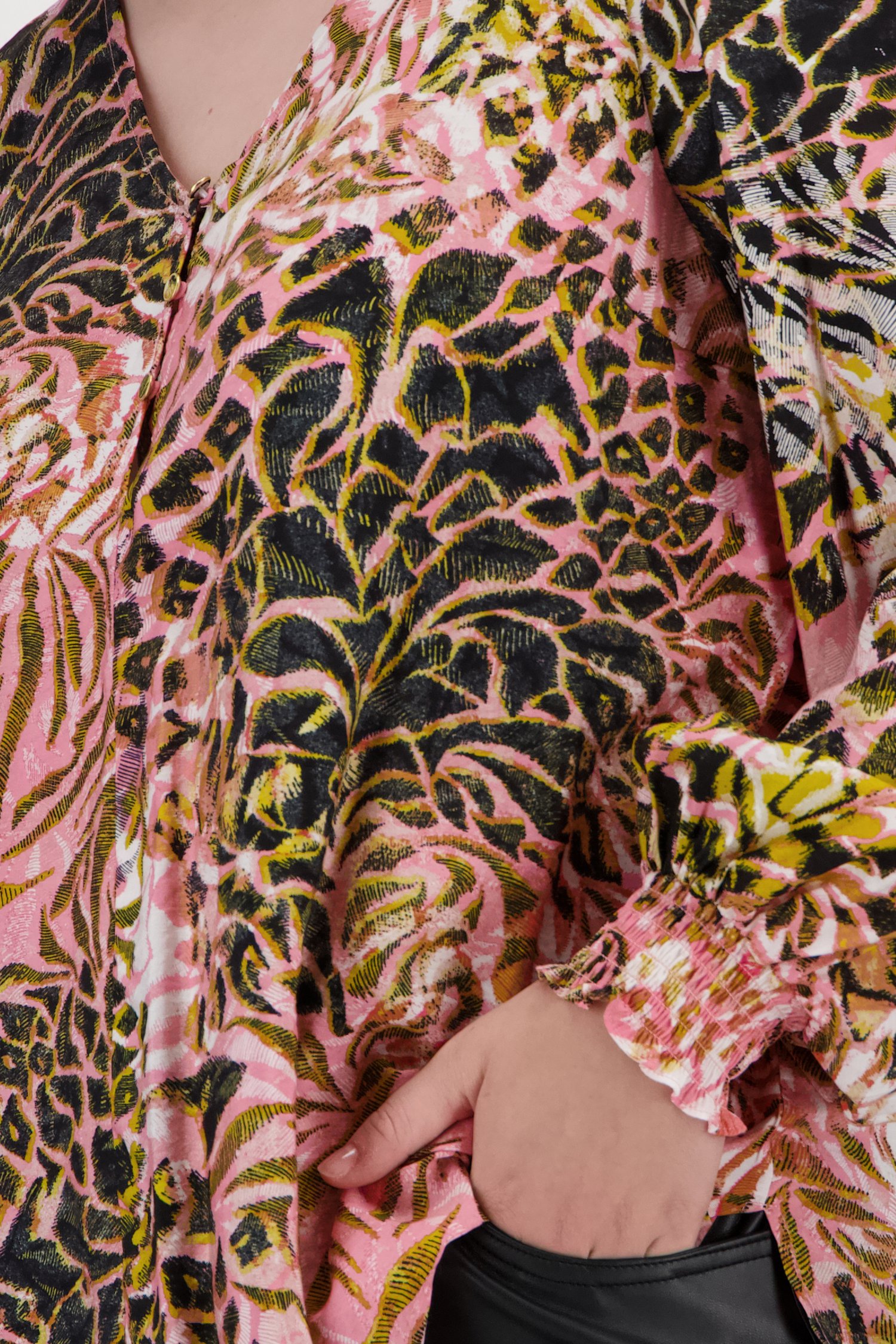 Roze blouse met print van Fransa voor Dames