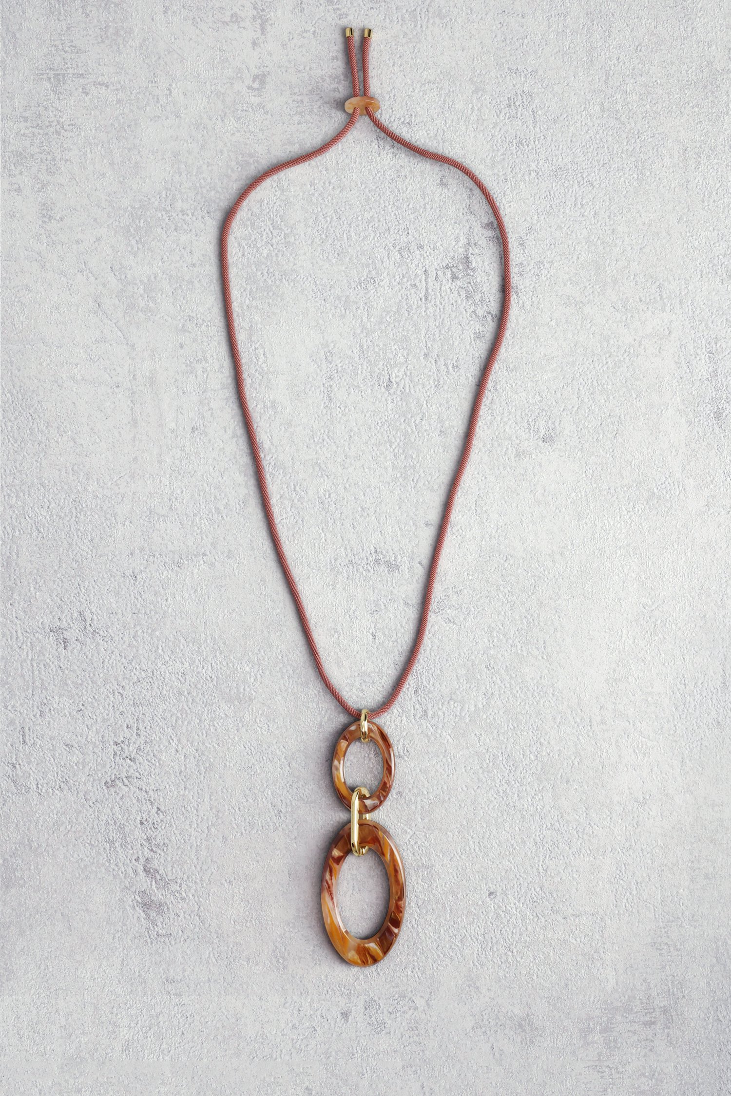 Voorkant van Roze ketting met bruine ovale hangers door Liberty Island voor Dames