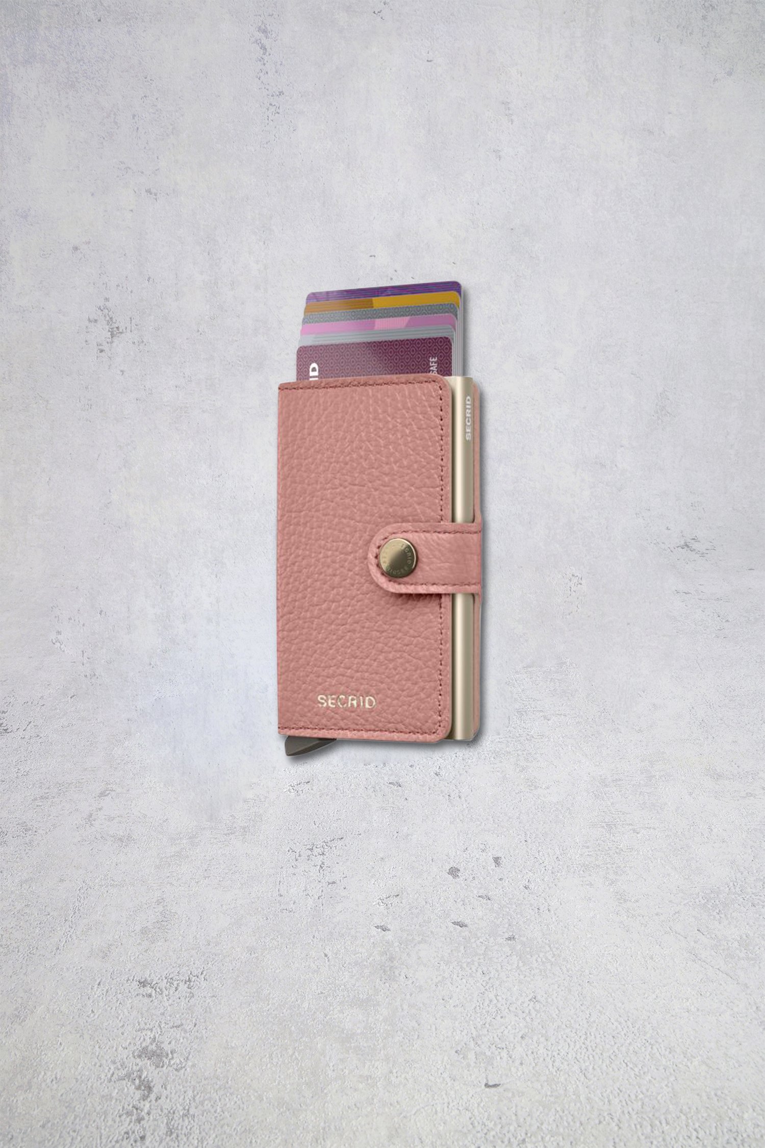 Detail van Roze lederen kaarthouder - Miniwallet Pebble door Secri voor Dames