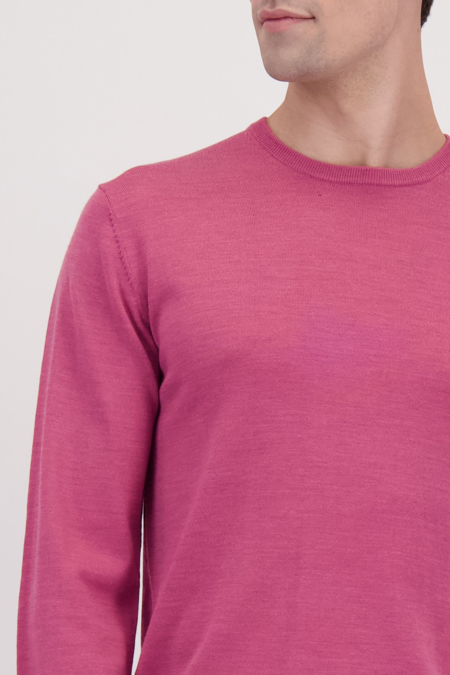 Detail van Roze wollen trui met ronde hals door Matinique voor Heren