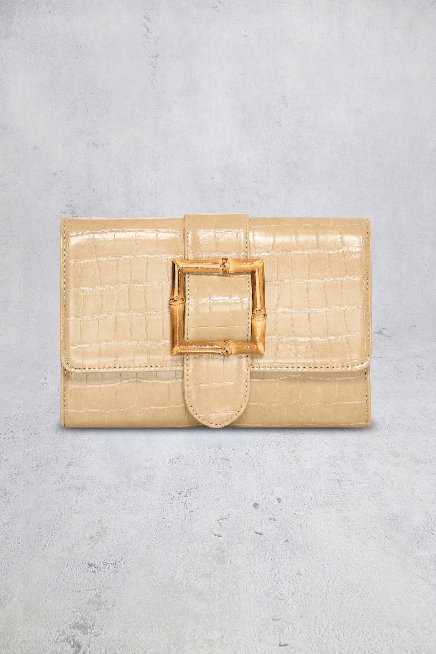 Le devant de Sac à main beige avec structure crocodile de Bulaggi pour Femmes