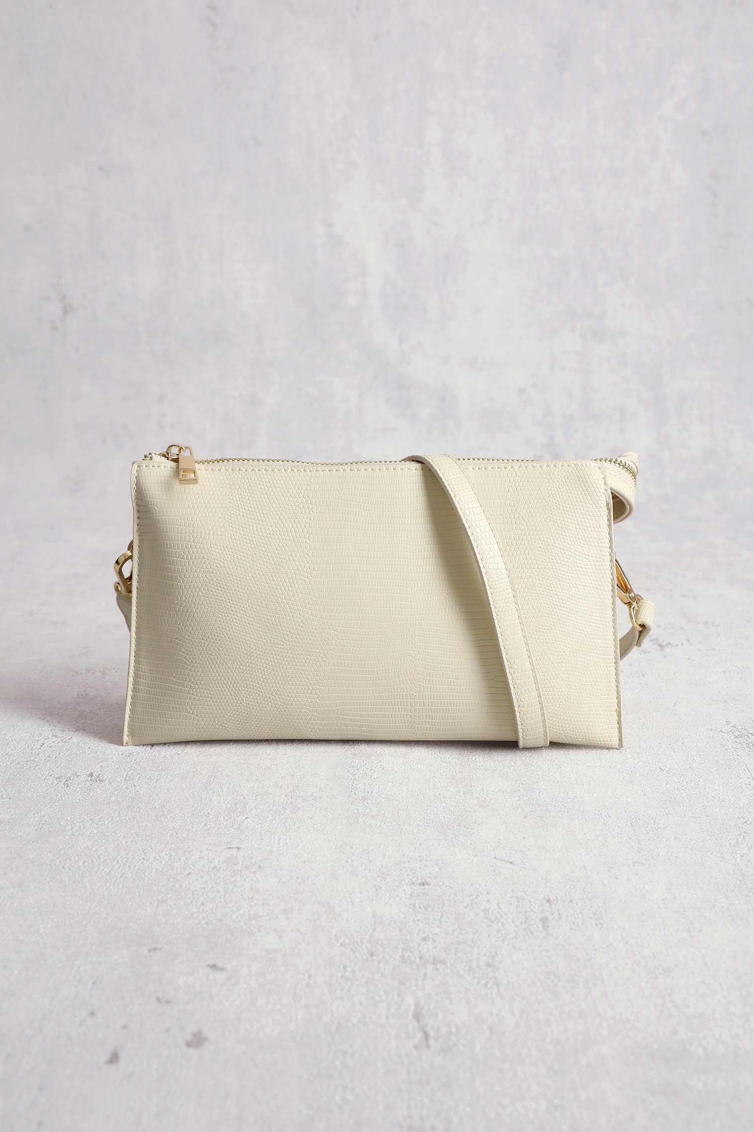Sac à main blanc-écru avec aspect croco de Liberty Island pour Femmes