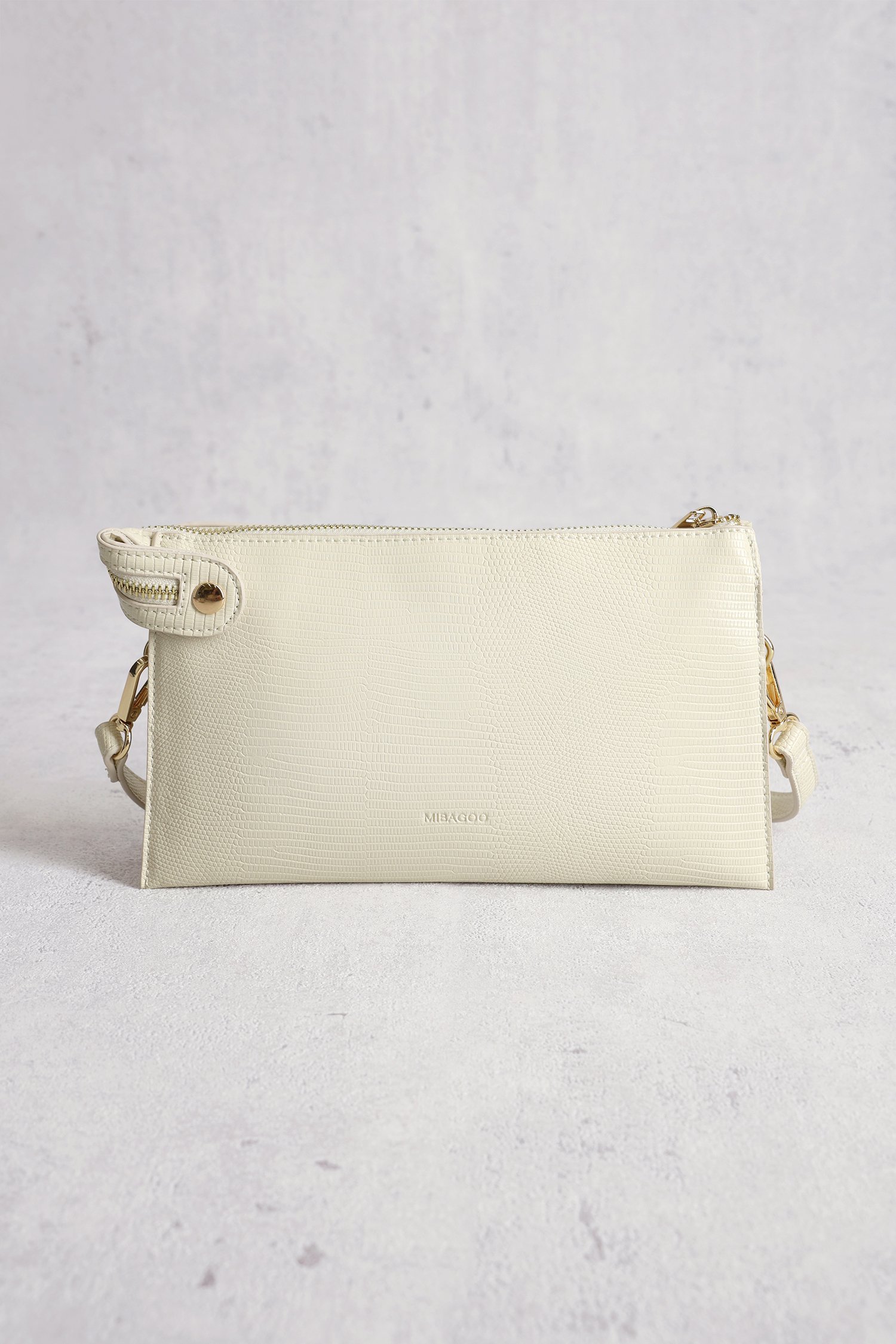 Sac à main blanc-écru avec aspect croco de Liberty Island pour Femmes