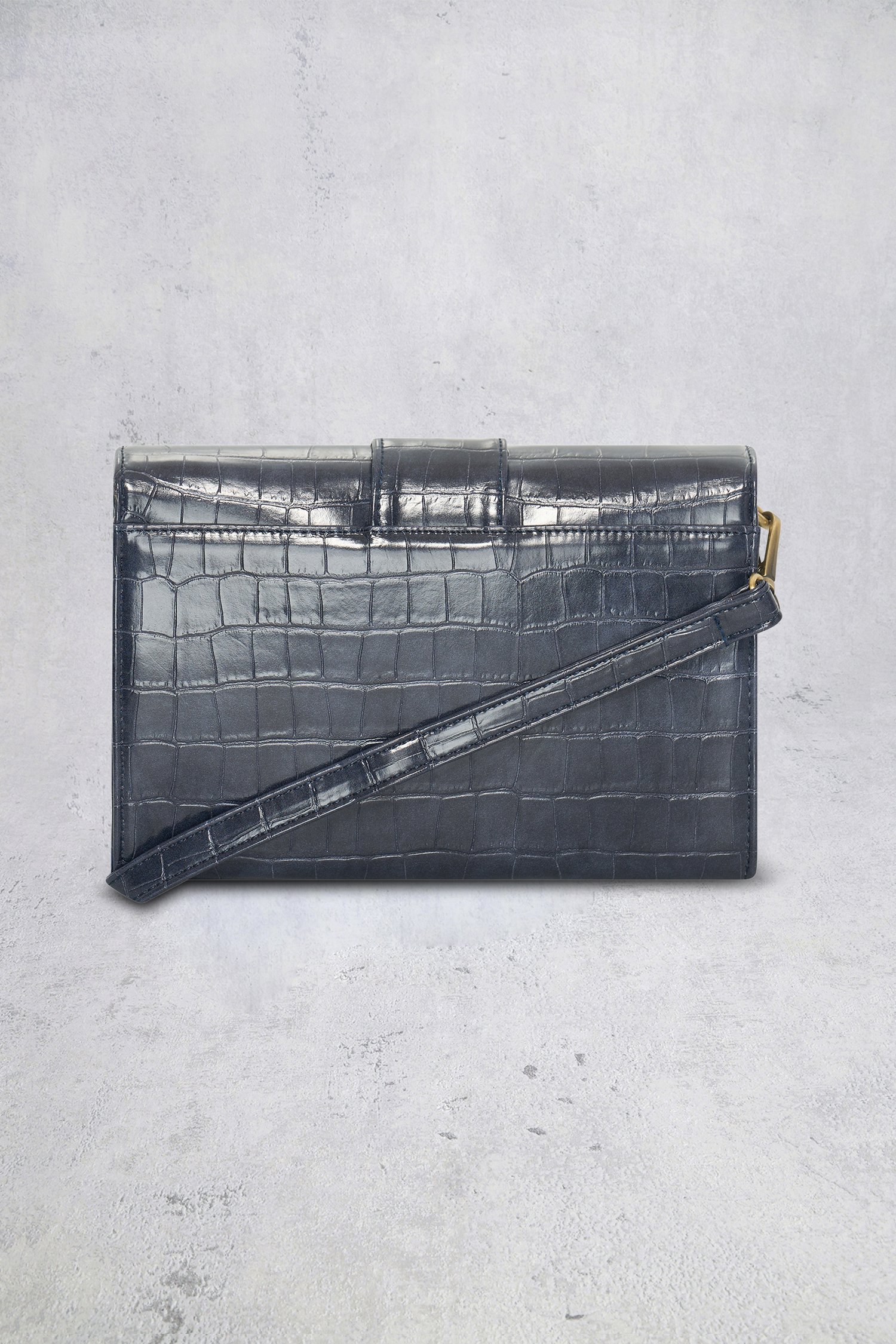 Le dos de Sac à main bleu foncé à structure crocodile de Bulaggi pour Femmes