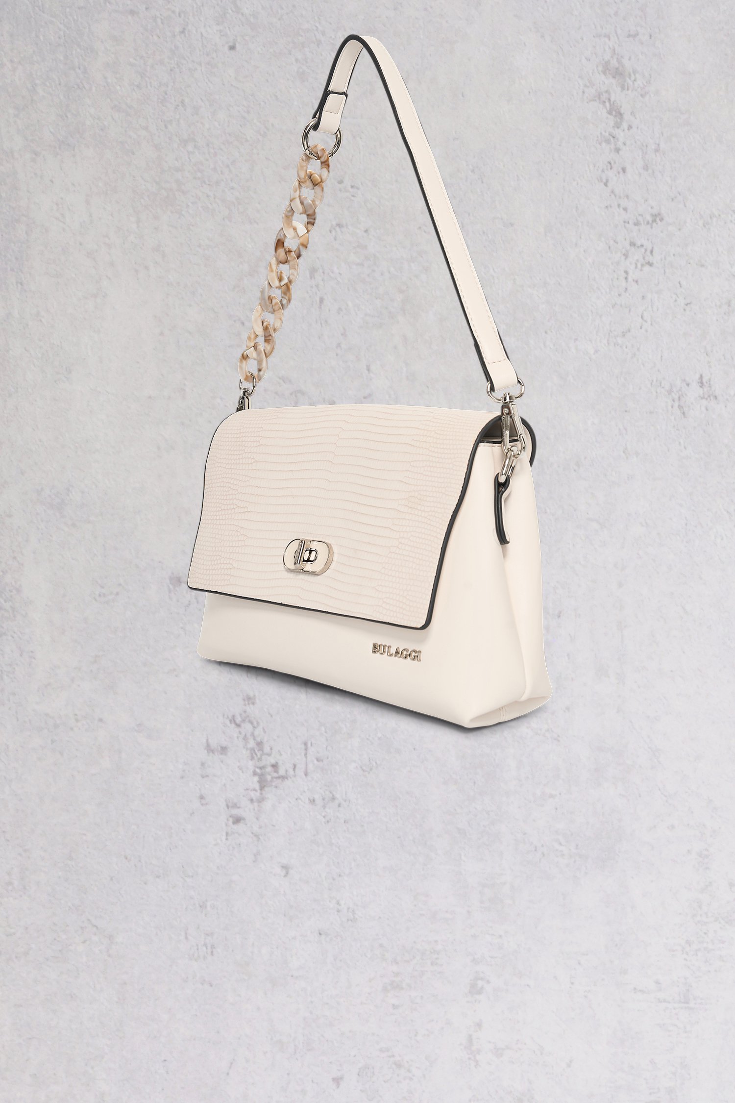 Sac à main croisé blanc avec effet croco de Bulaggi pour Femmes