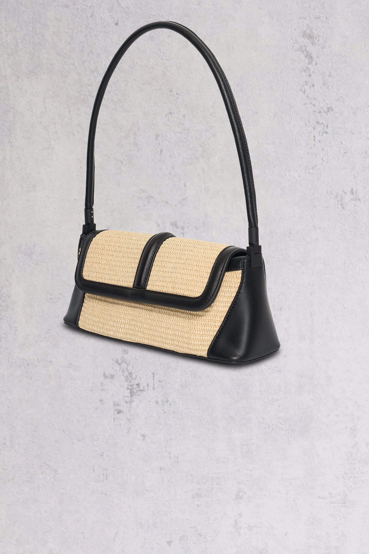 Sac à main étroit tissé en beige et noir de Bulaggi pour Femmes
