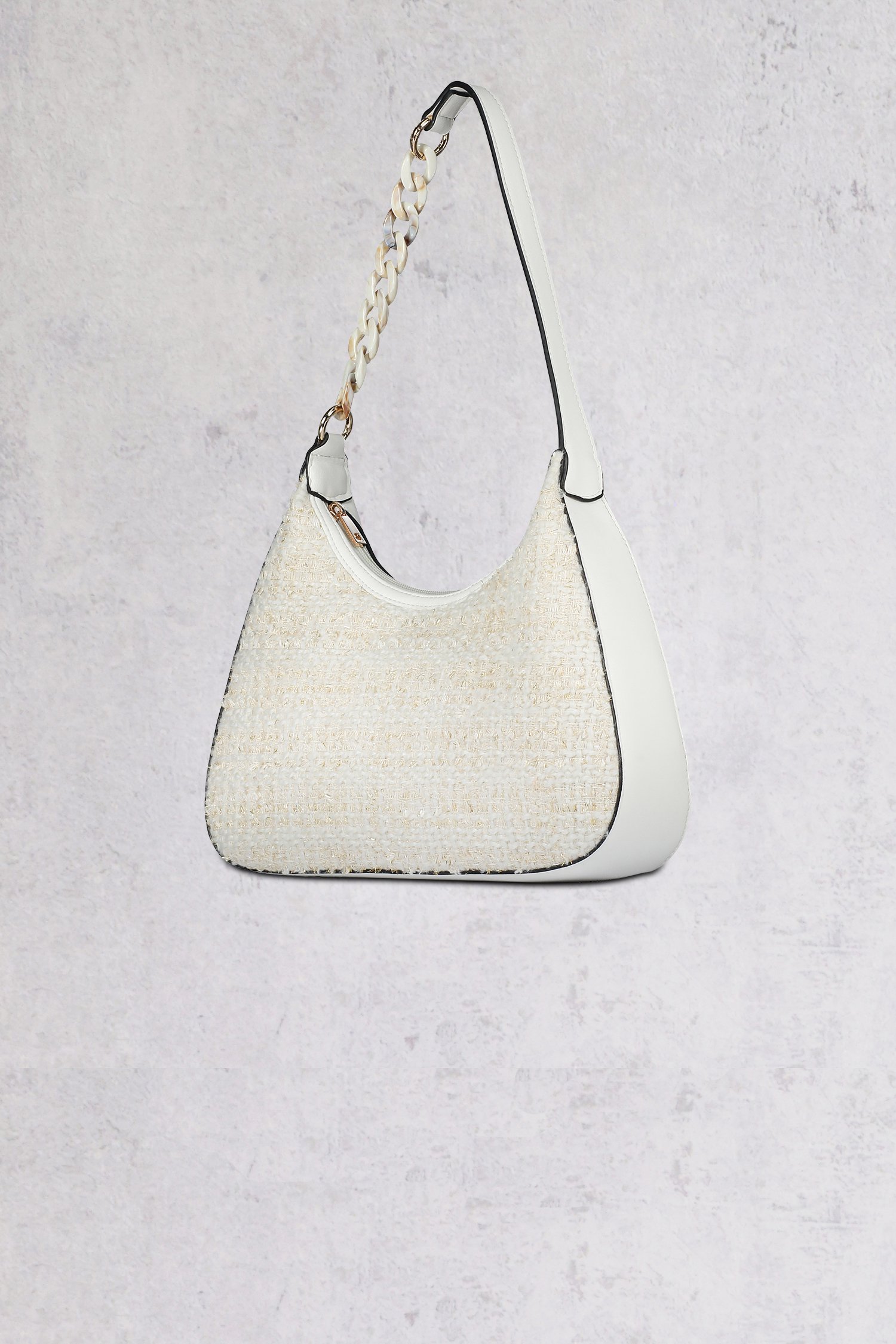 Sac à main hobo en bouclé écru-blanc  de Bulaggi pour Femmes