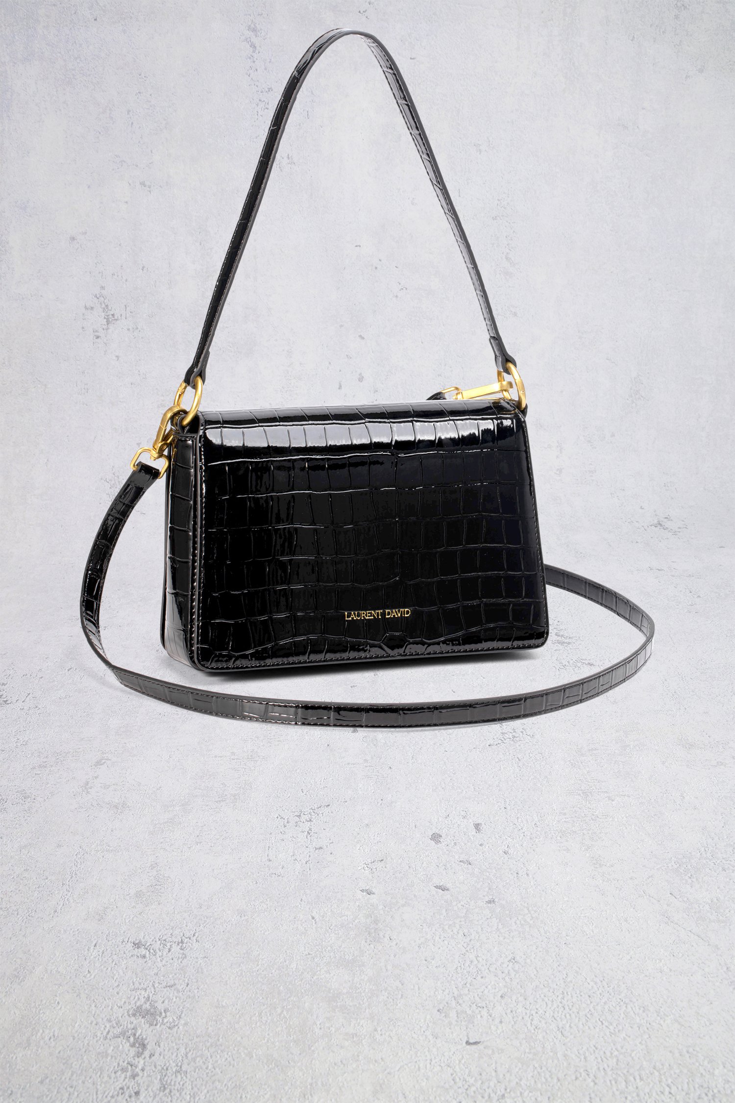 Photo produit 1 de Sac à main noir à structure crocodile de Laurent David pour Femmes