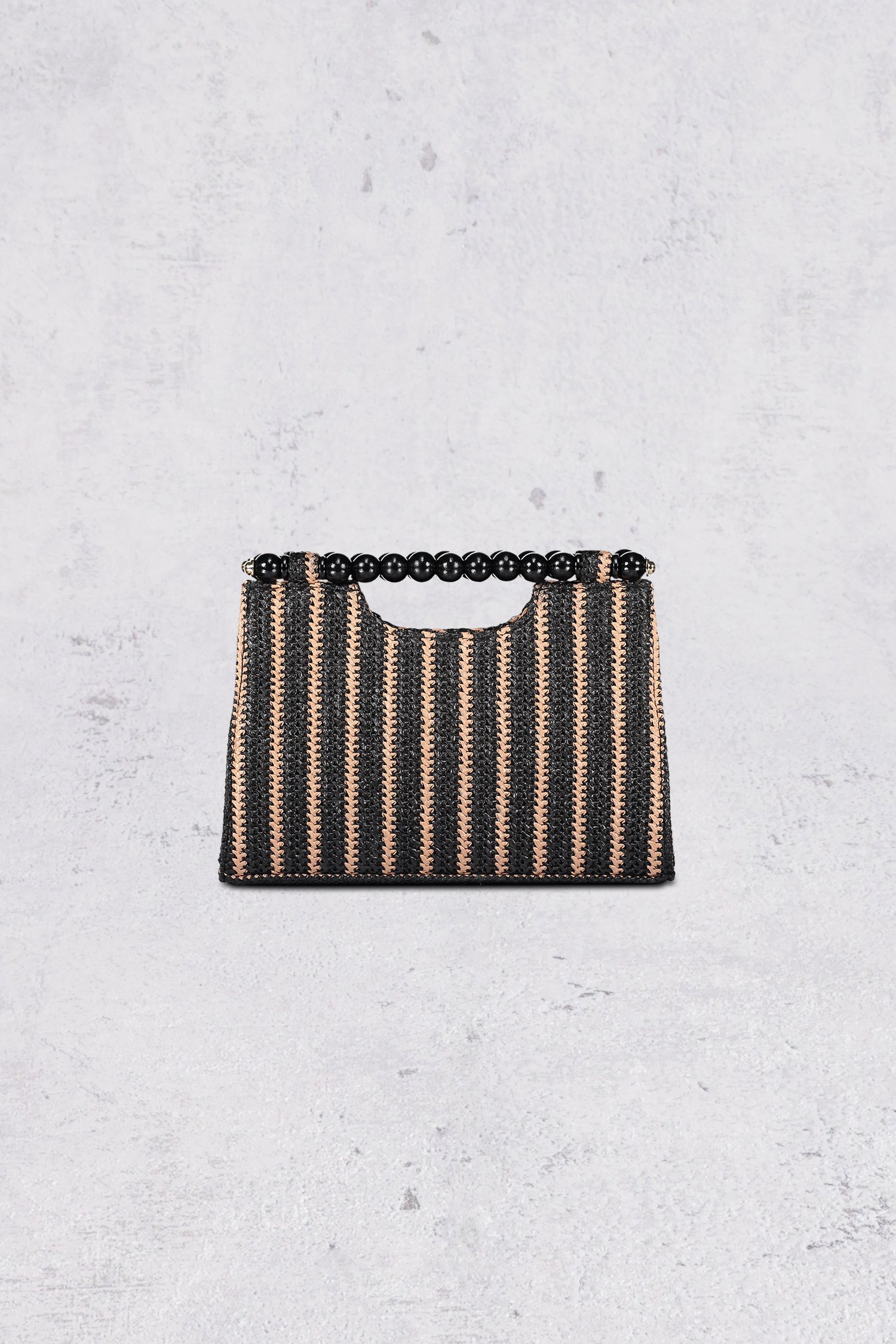 Sac à main tissé à rayures noires et beiges de Bulaggi pour Femmes