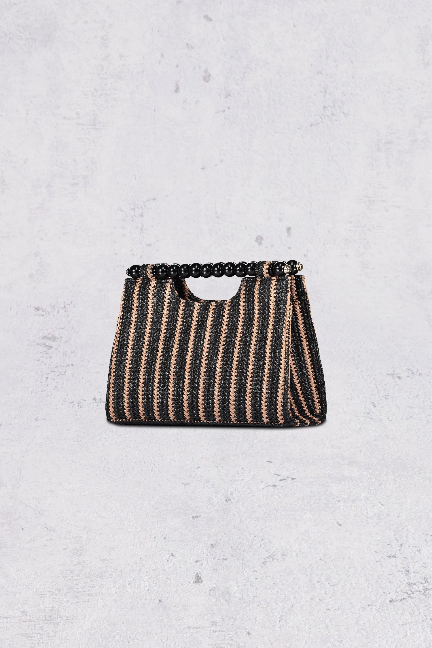Sac à main tissé à rayures noires et beiges de Bulaggi pour Femmes
