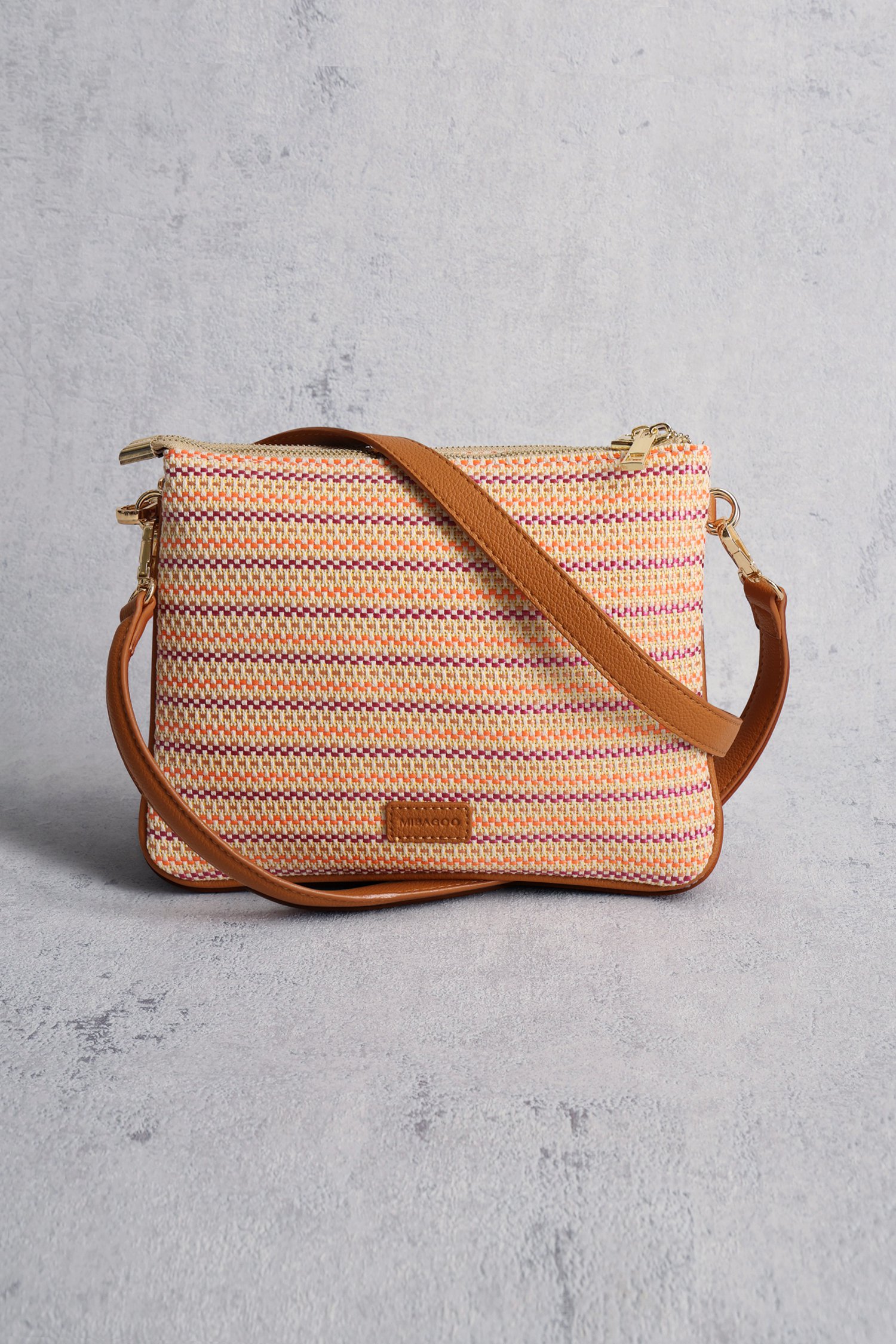 Sac à main tressé orange-violet de Liberty Island pour Femmes