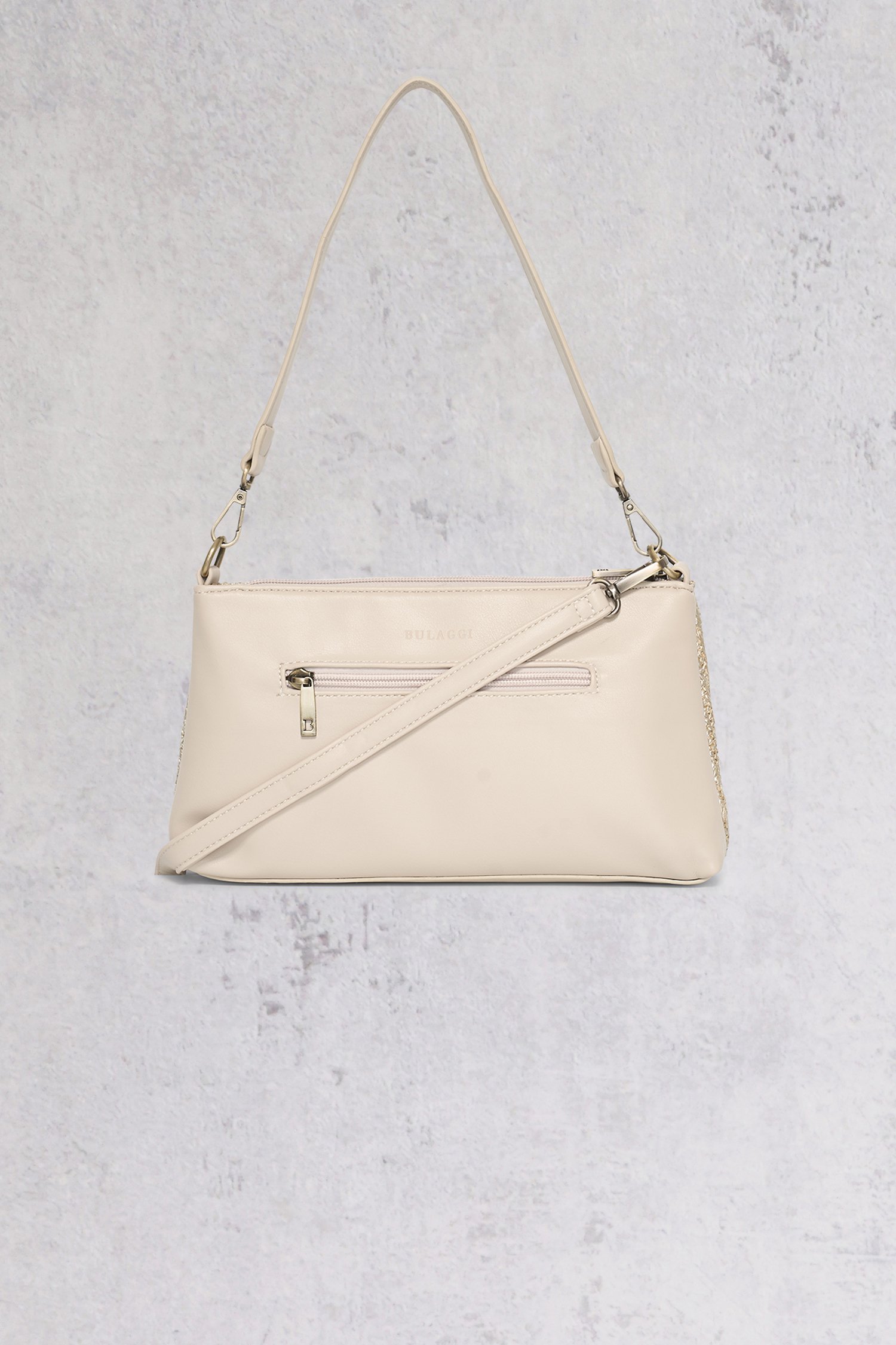 Sac beige clair avec finition tressée dorée de Bulaggi pour Femmes