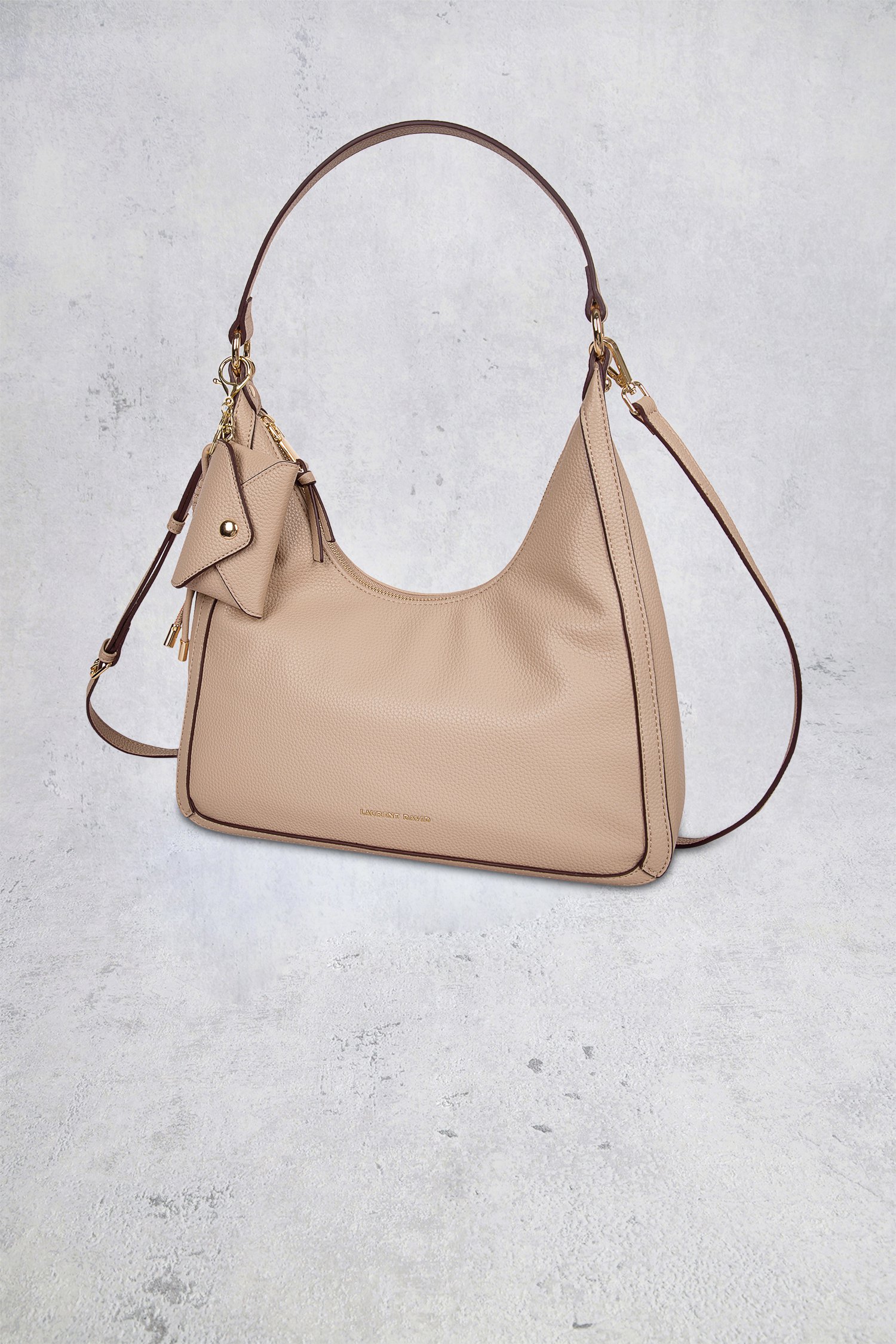 Photo produit 1 de Sac porté épaule taupe avec détails dorés de Laurent David pour Femmes