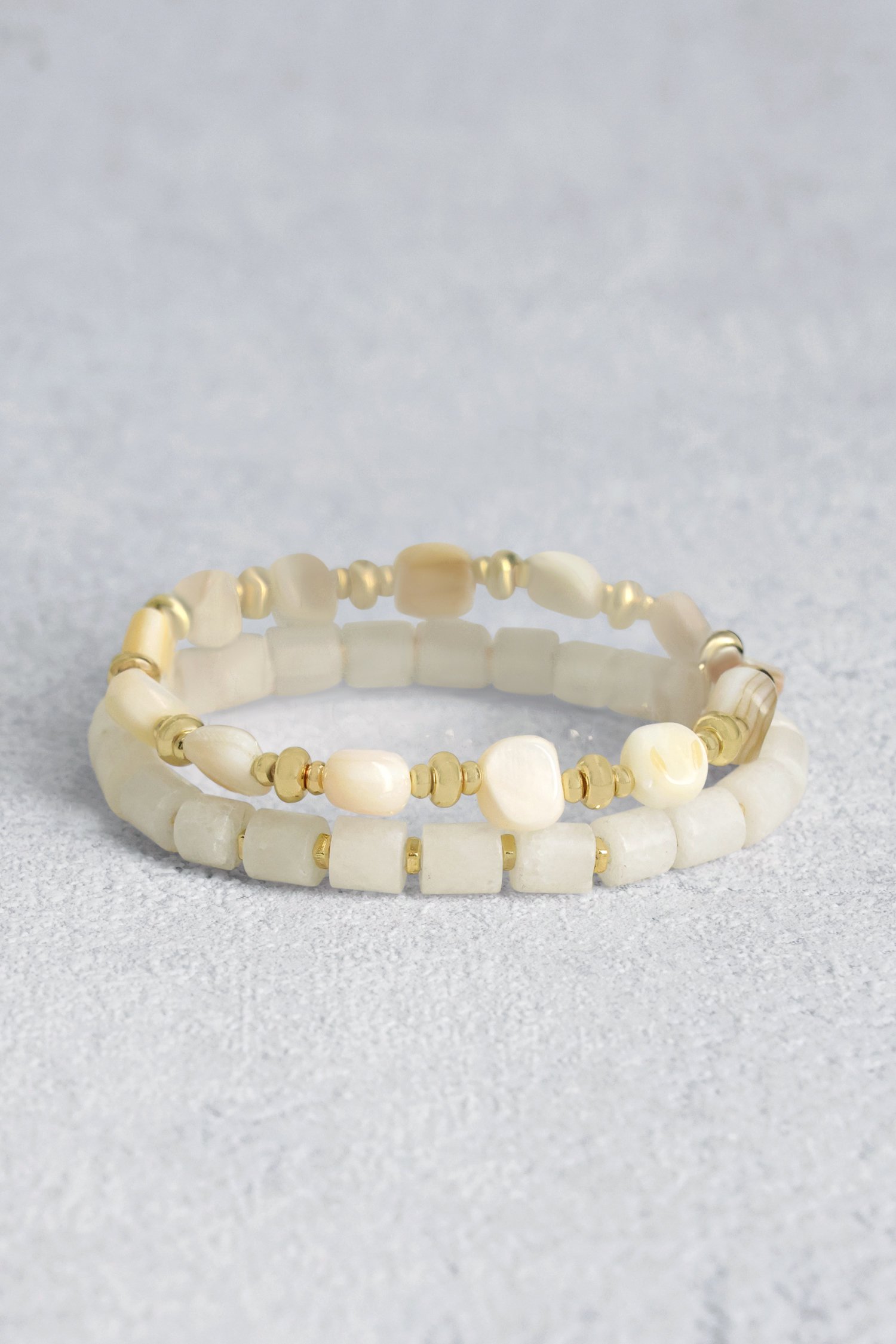 Set de 2 bracelets avec perles blanches de Liberty Island pour Femmes