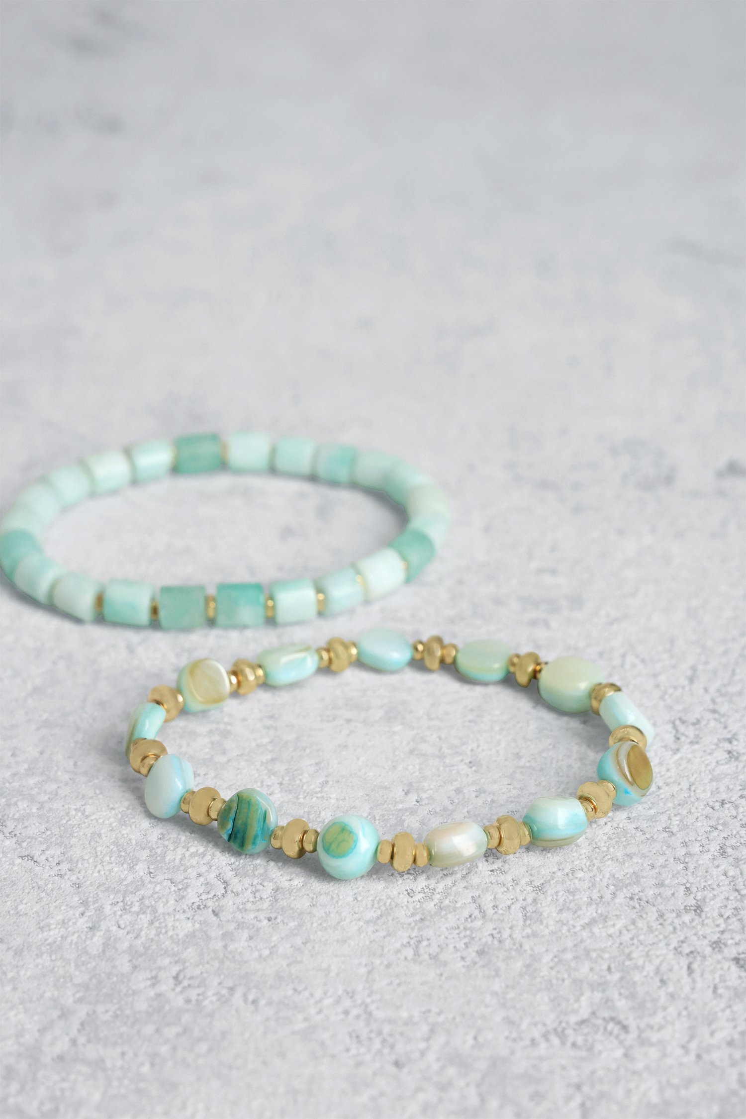 Set de 2 bracelets avec perles vert clair de Liberty Island pour Femmes