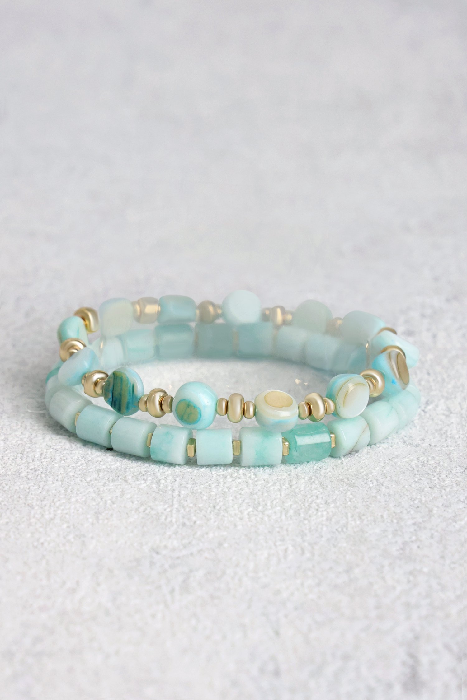 Set de 2 bracelets avec perles vert clair de Liberty Island pour Femmes