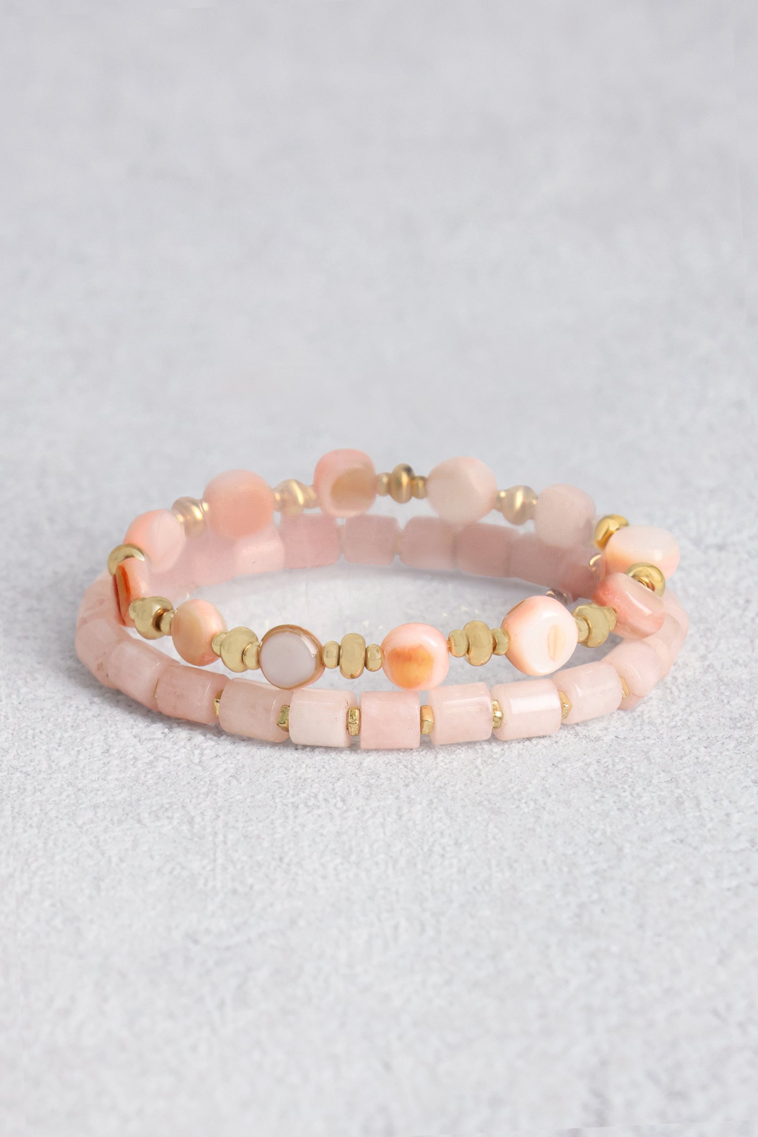 Set van 2 armbandjes met lichtroze kralen van Liberty Island voor Dames